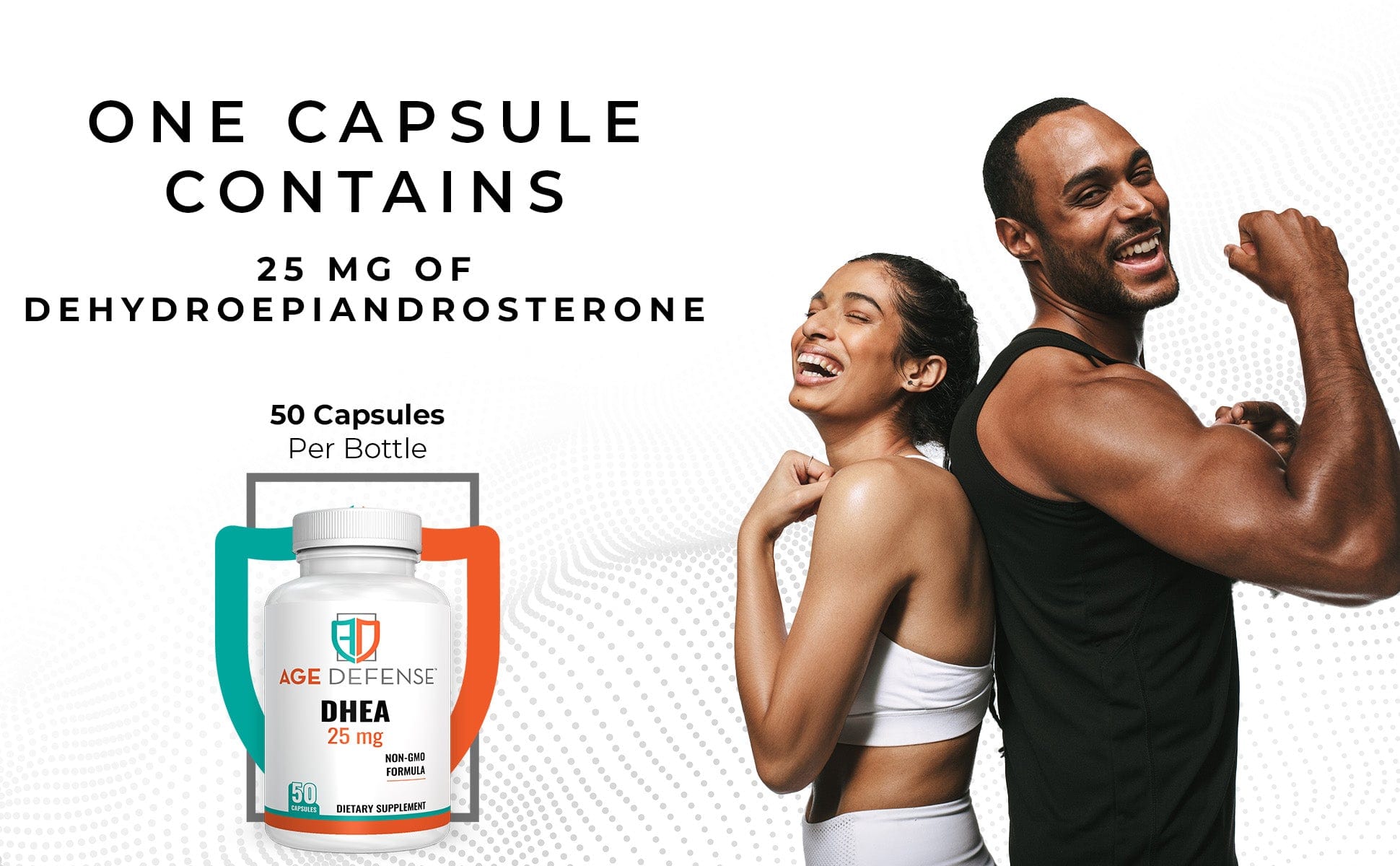 Age Defense DHEA 25mg Capsules - DHEA Supplements, 50 Capsules - Natural Energy Support & Immune Support - Supports Vitality, Skin Elasticity, & Overall Wellness - DHEA Supplement for Women & Men