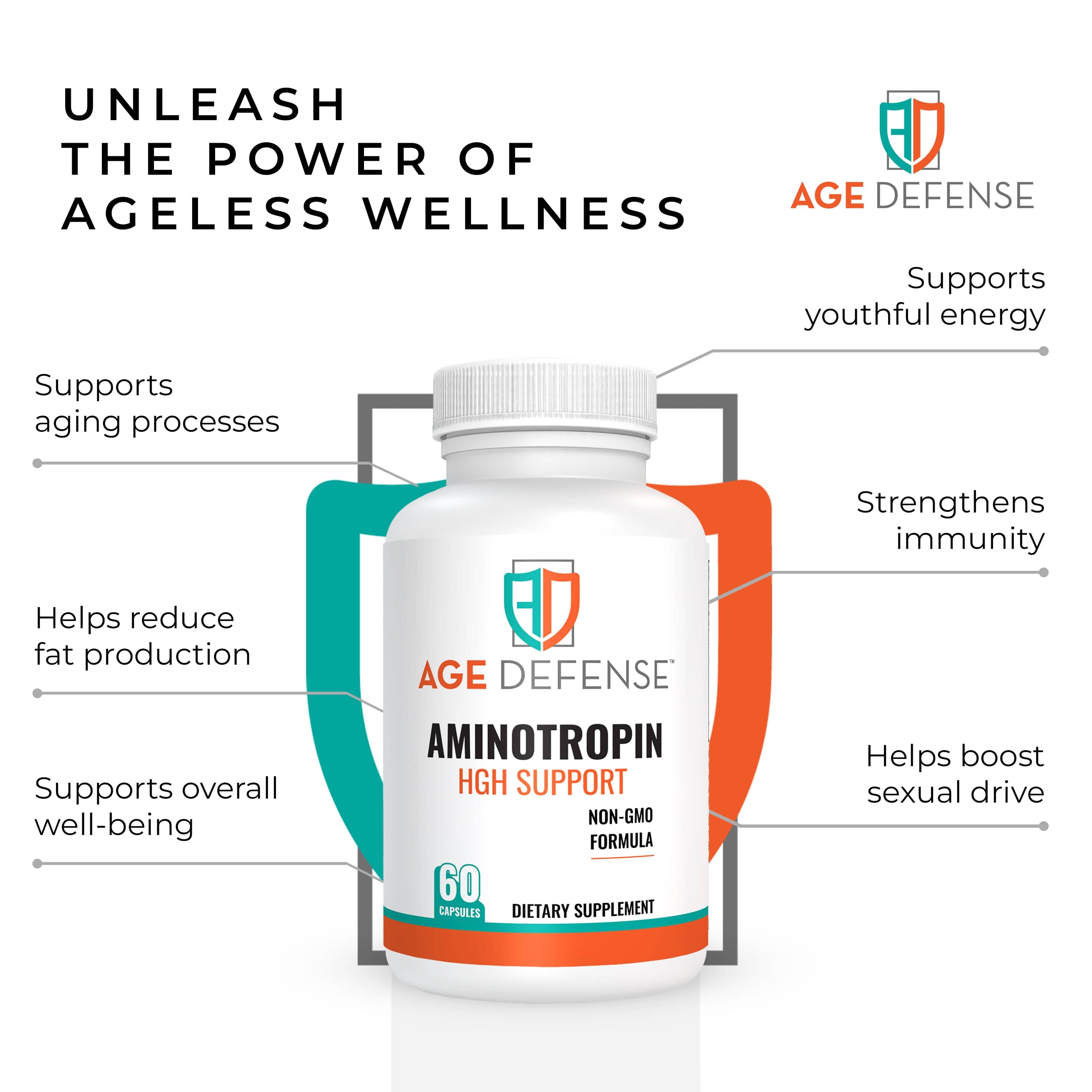 AGE DEFENSE AMINOTROPIN HGH Support Anti-Aging Amino Acid Formula