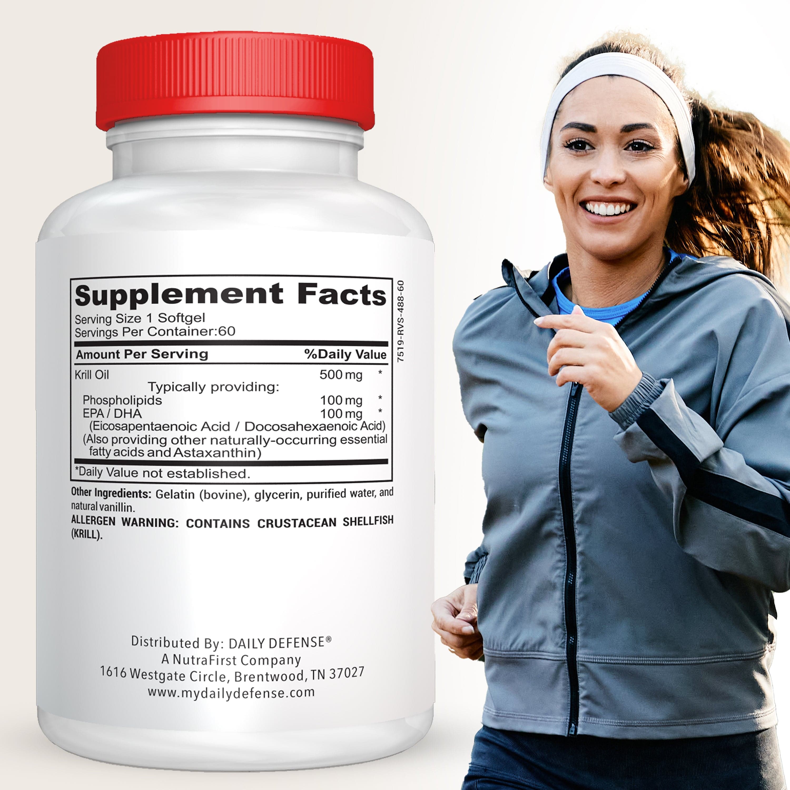 Antarctic Krill Oil - Omega 3 Krill Oil 500mg Softgels with EPA, DHA and Astaxanthin Non-GMO Omega 3 Supplement for Joint, Heart, Brain and Immunity