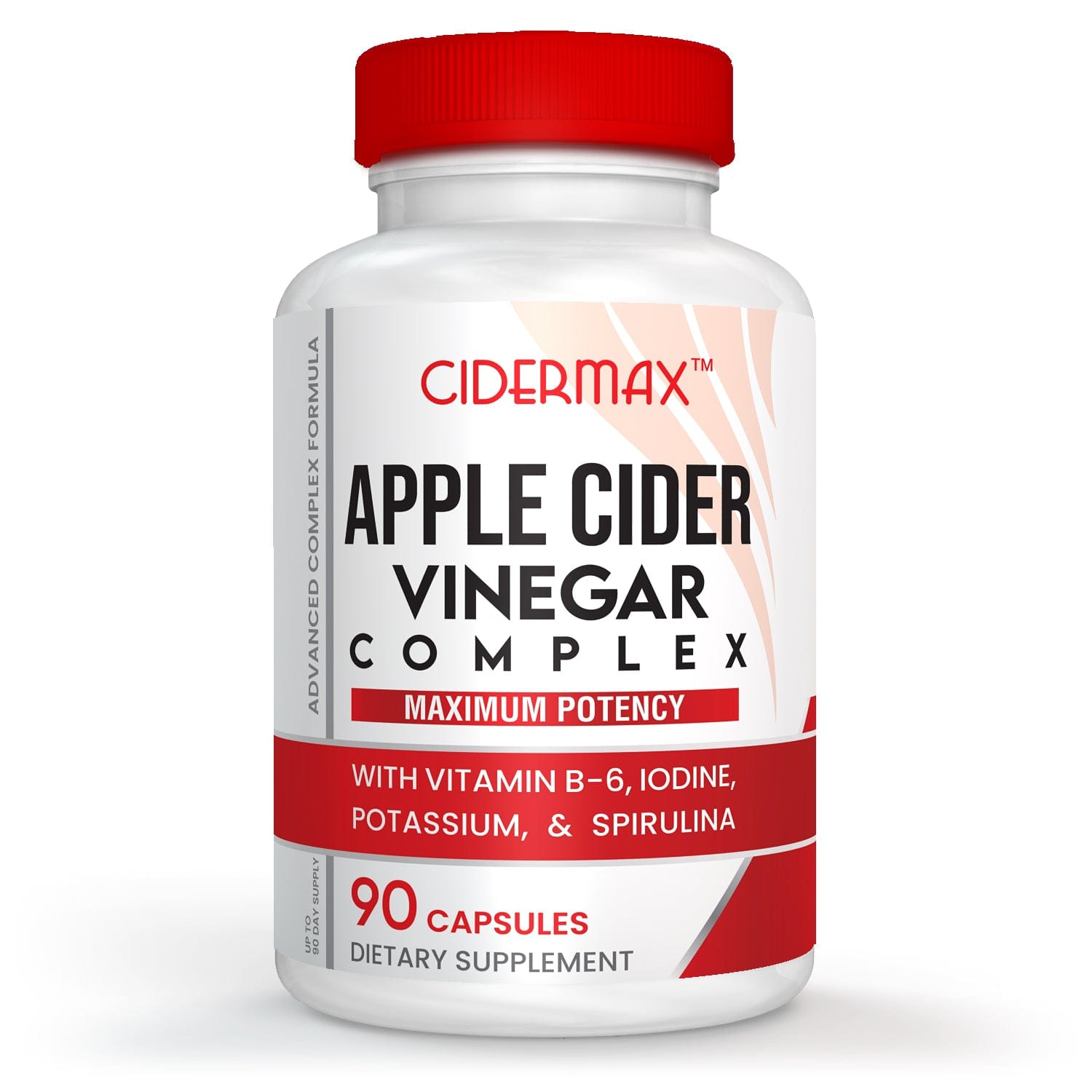 Cidermax Apple Cider Vinegar Complex Capsules, 90 Count with Kelp, Spirulina, Ioidine, B6. Minerals and more