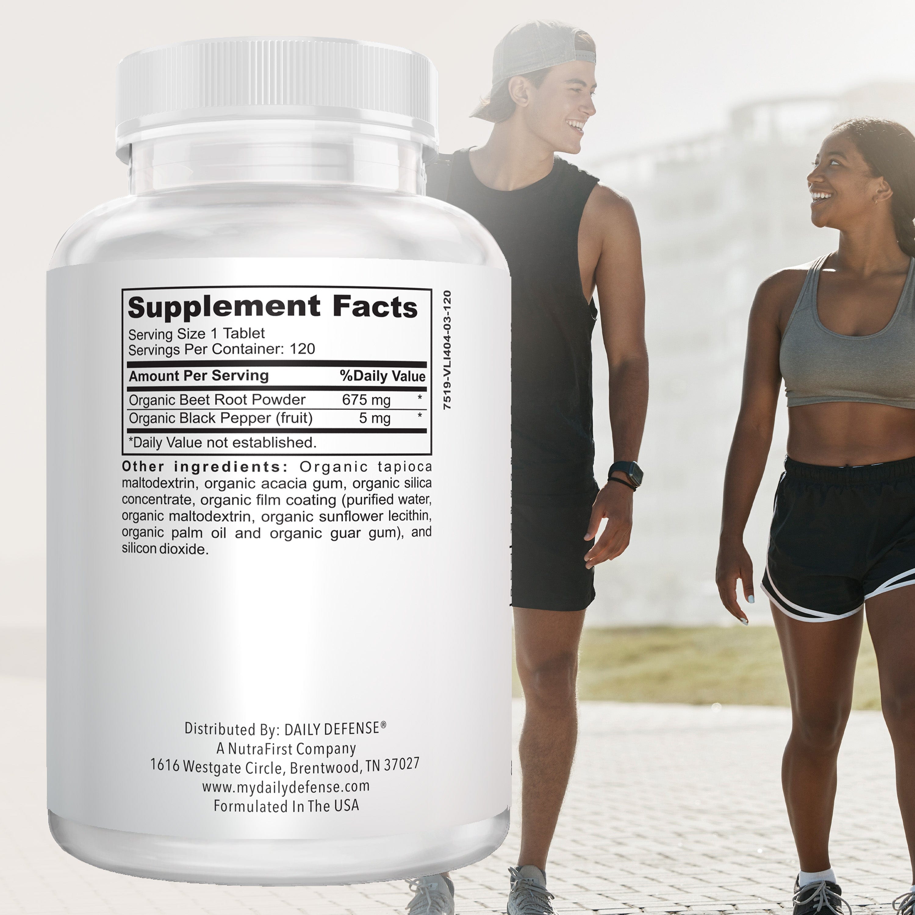 Daily Defense Beet Root Tablets - Overall Vitality & Energy Supplements for Women & Men with Black Pepper Powder & Beet Root Powder - 120 All Natural Beet Root Pills per Bottle