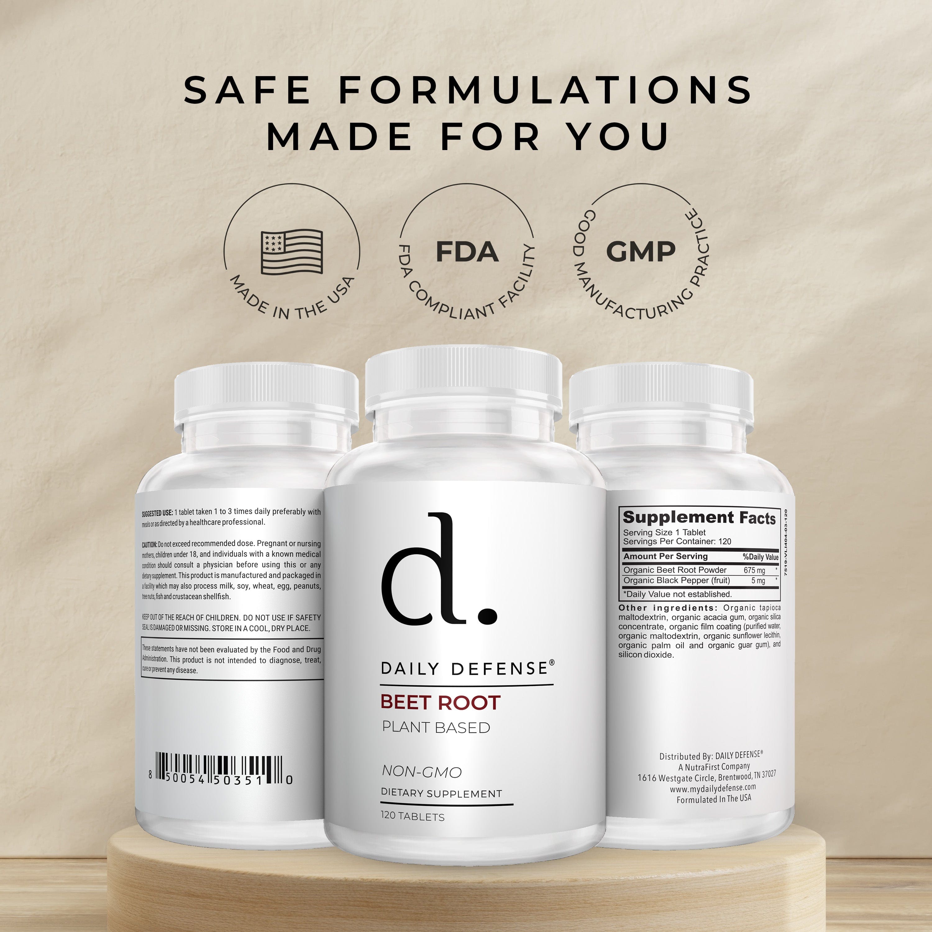 Daily Defense Beet Root Tablets - Overall Vitality & Energy Supplements for Women & Men with Black Pepper Powder & Beet Root Powder - 120 All Natural Beet Root Pills per Bottle