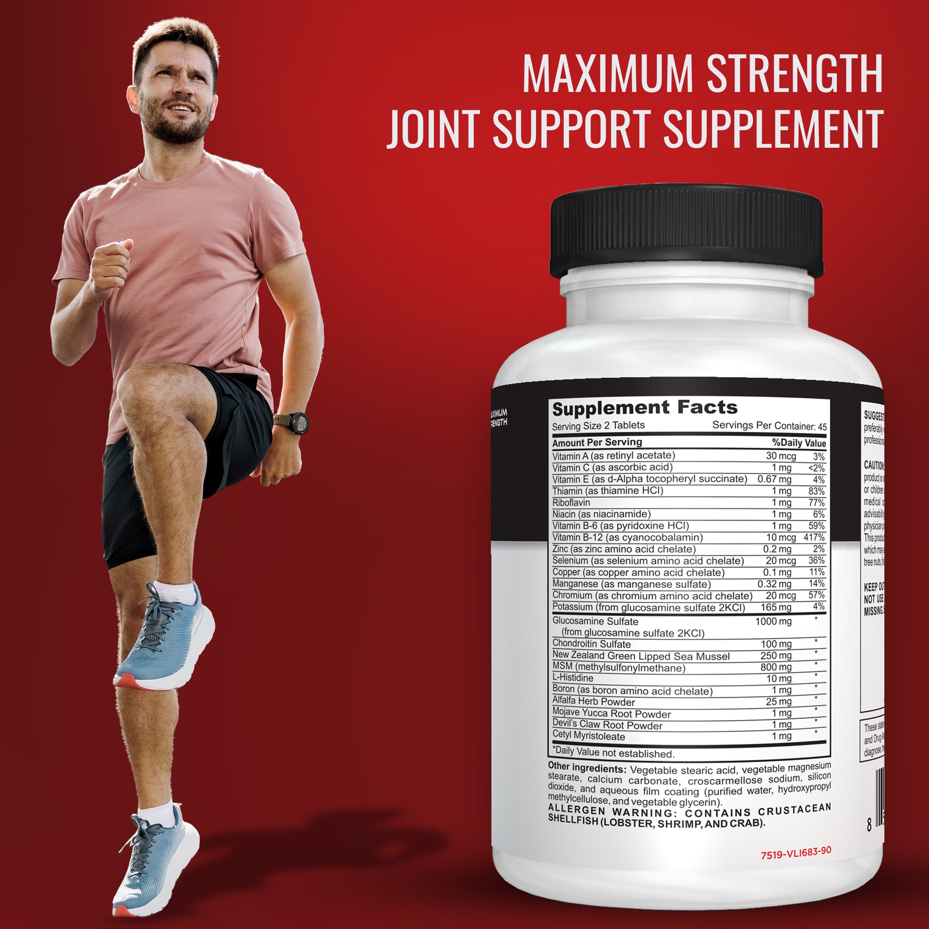 Joint Supplements for Men & Women - Joint Defense Joint Support Supplement with New Zealand Green Lipped Mussels, Glucosamine & Chondroitin Sulfate, Vitamin B6, Vitamin B12 for Mobility & Flexibility by Consumer Nutrition - 90 Tablets