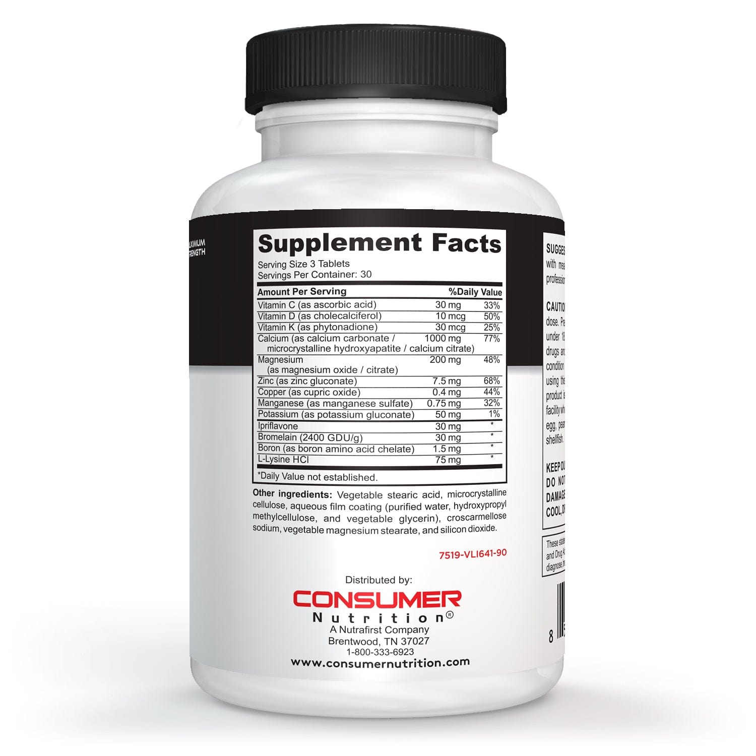 Cal-Defense Bone Strength and Bone Builder Calcium Supplement for Women & Men - With Calcium with Vitamin D, C, K, Magnesium, Bromelain, & Ipriflavone for Stronger Bones 90 Calcium Tablets