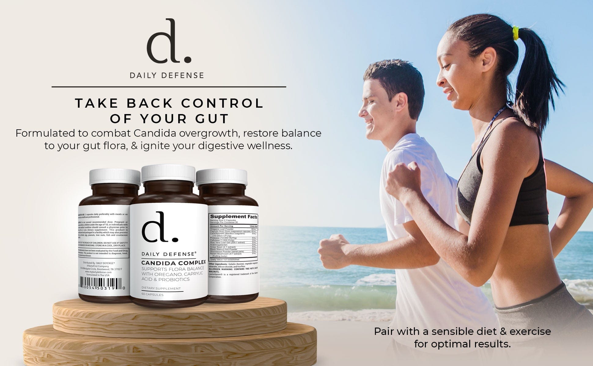 Candida Cleanse Supports Flora Balance with Oregano, Caprylic and Prebiotics Balances Intestinal Health by Daily Defense