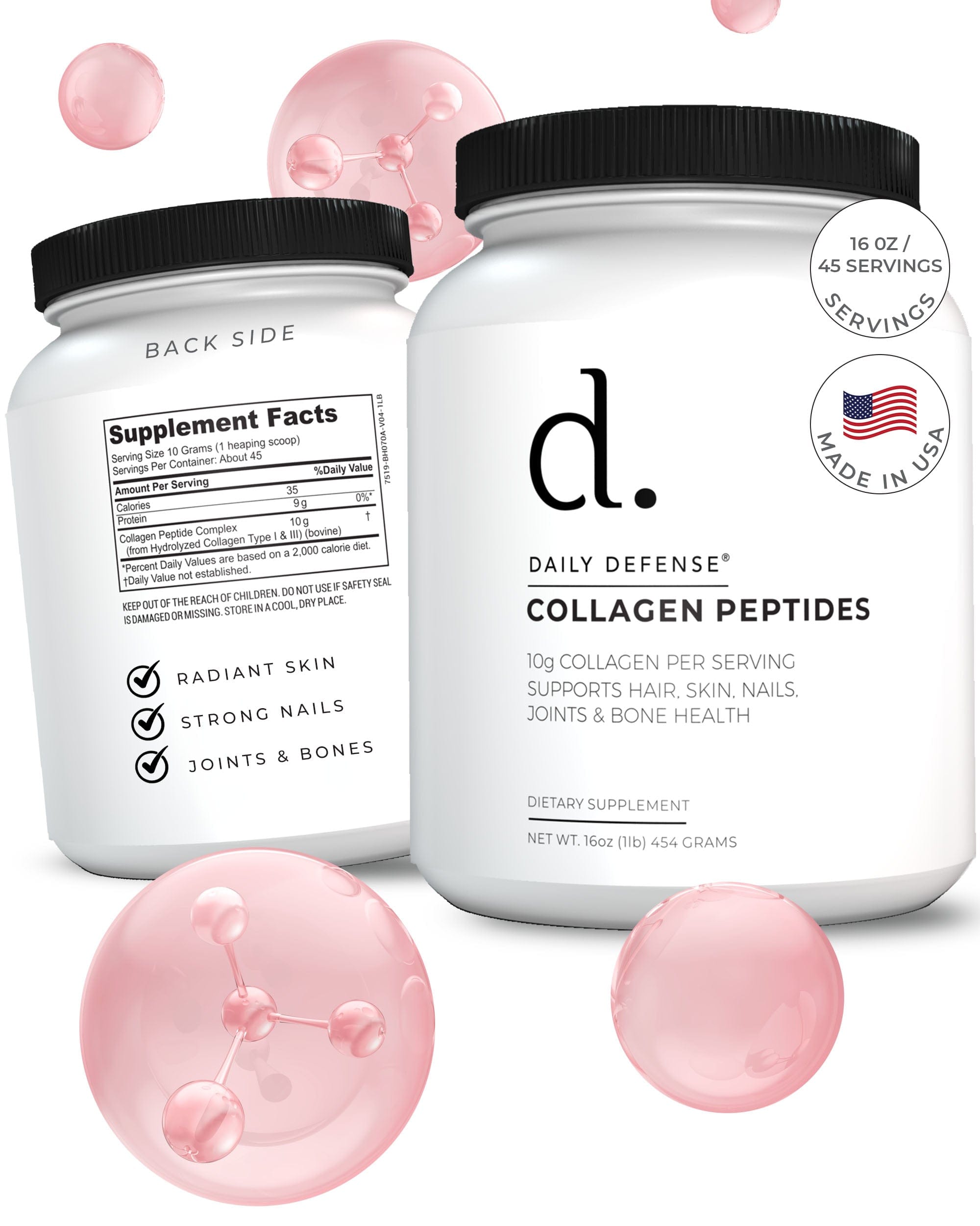 Collagen Peptides: Collagen Powder 10 G Collagen Per Serving Supports Hair, Skin, Nails, Joints And Bone Health by Daily Defense