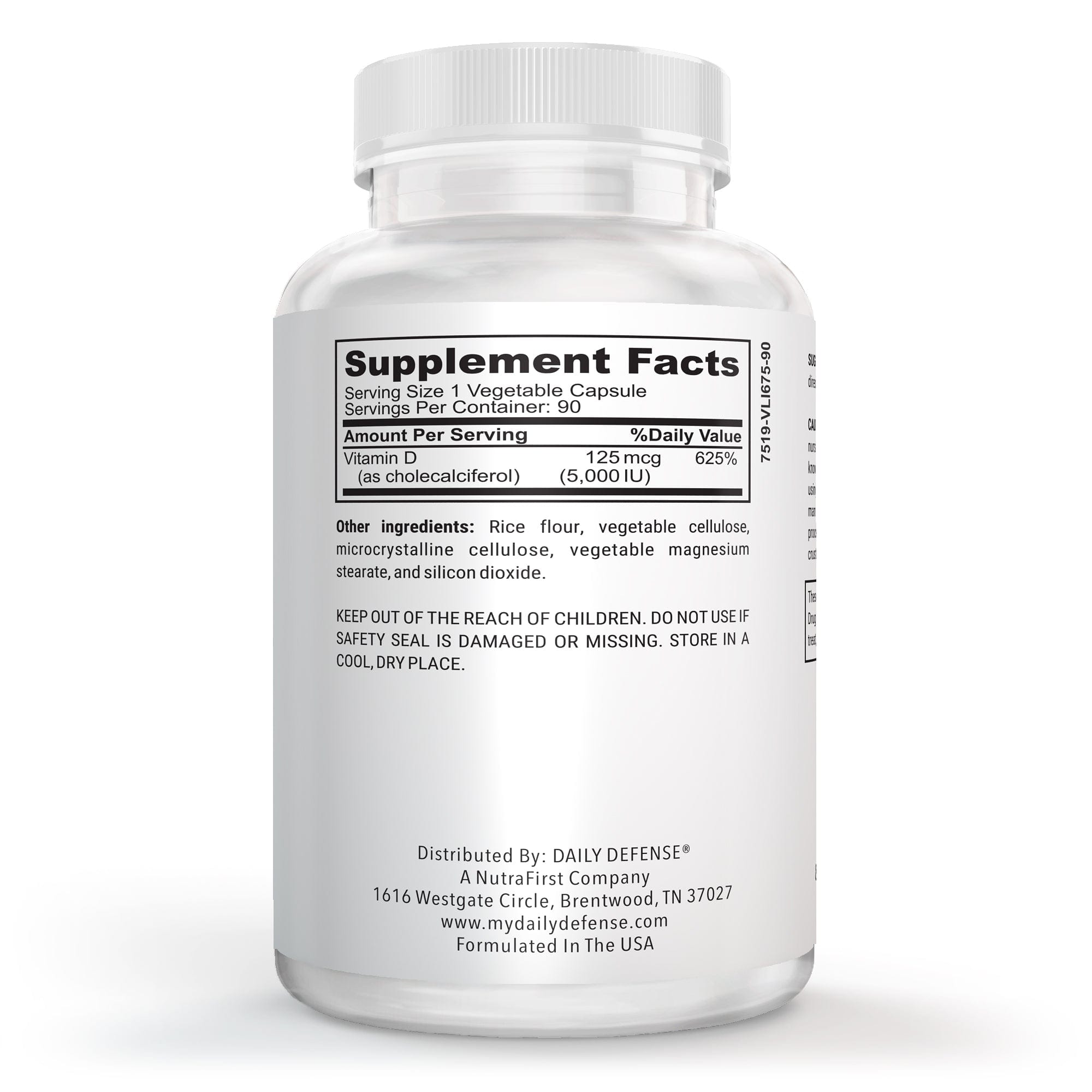 Vitamin D3 5,000 IU Per Serving Non-GMO by Daily Defense