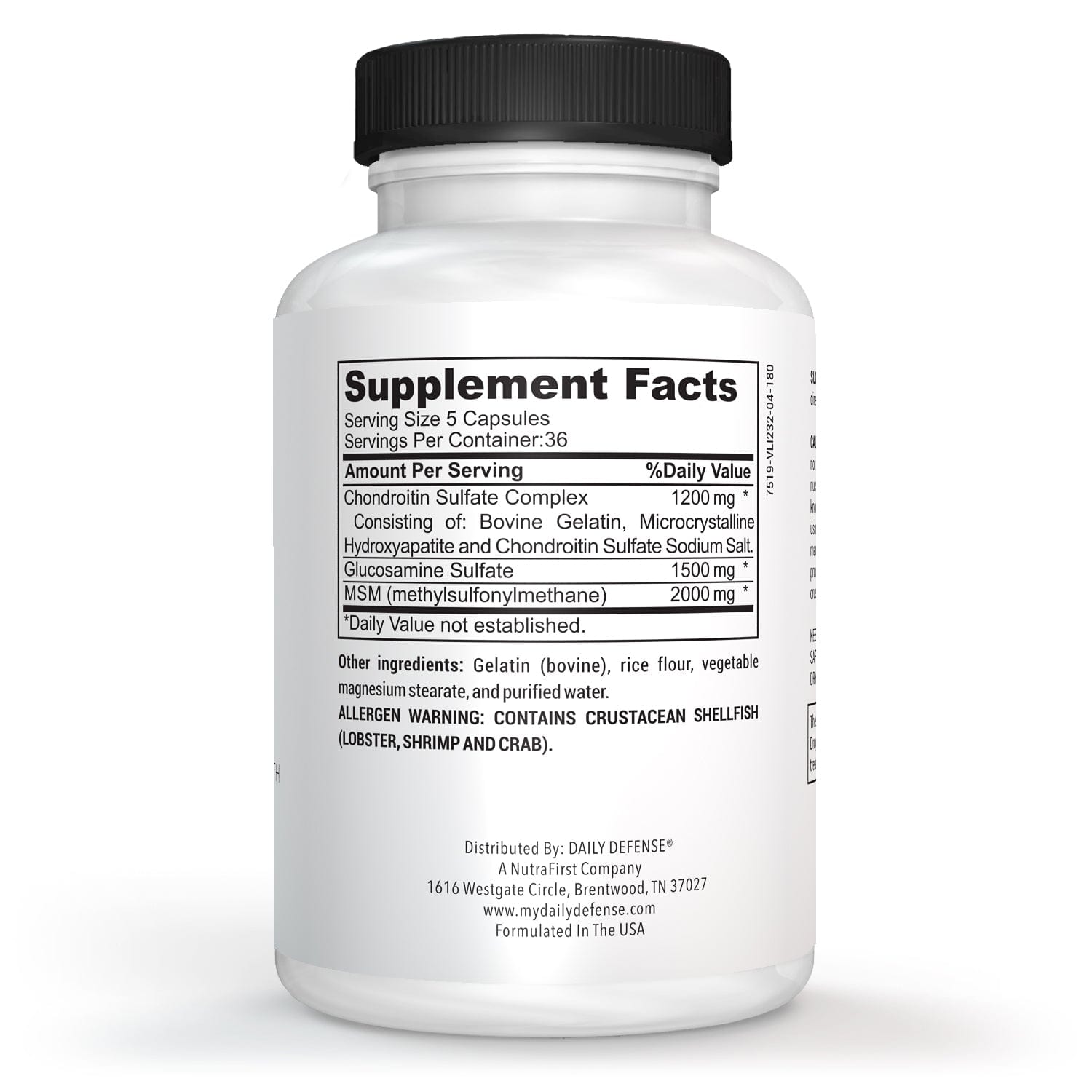 Youthflex Joint Support Formula with MSM, Glucosamine and Chondroitin Advanced Joint Health by Daily Defense