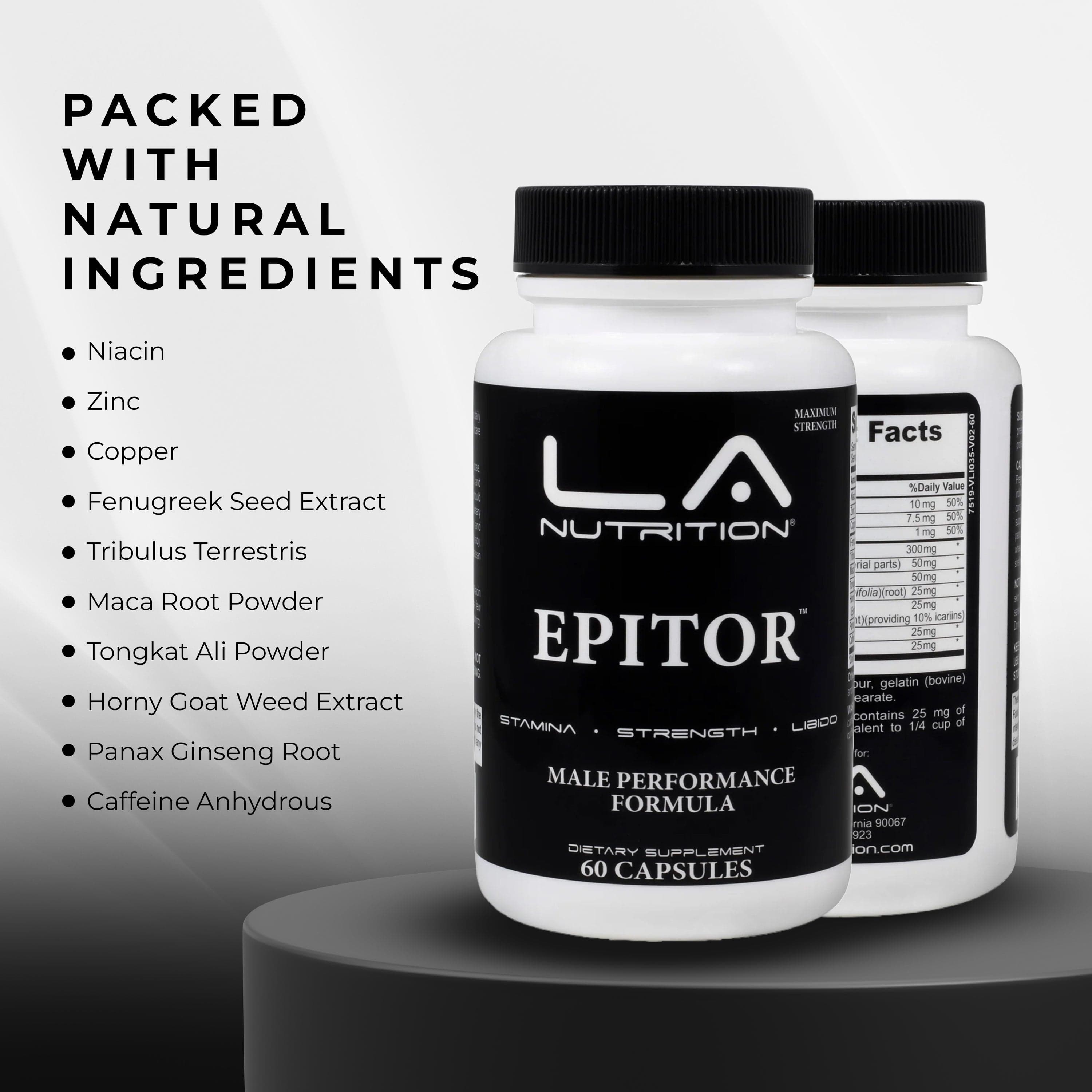 EPITOR Free Testosterone Booster for Men Male Enhancement Supplement with Fenugreek, Tribulus Terrestris, Maca Root Powder, Tongkat Ali Powder & More - Male Vitality, Stamina & Energy Booster