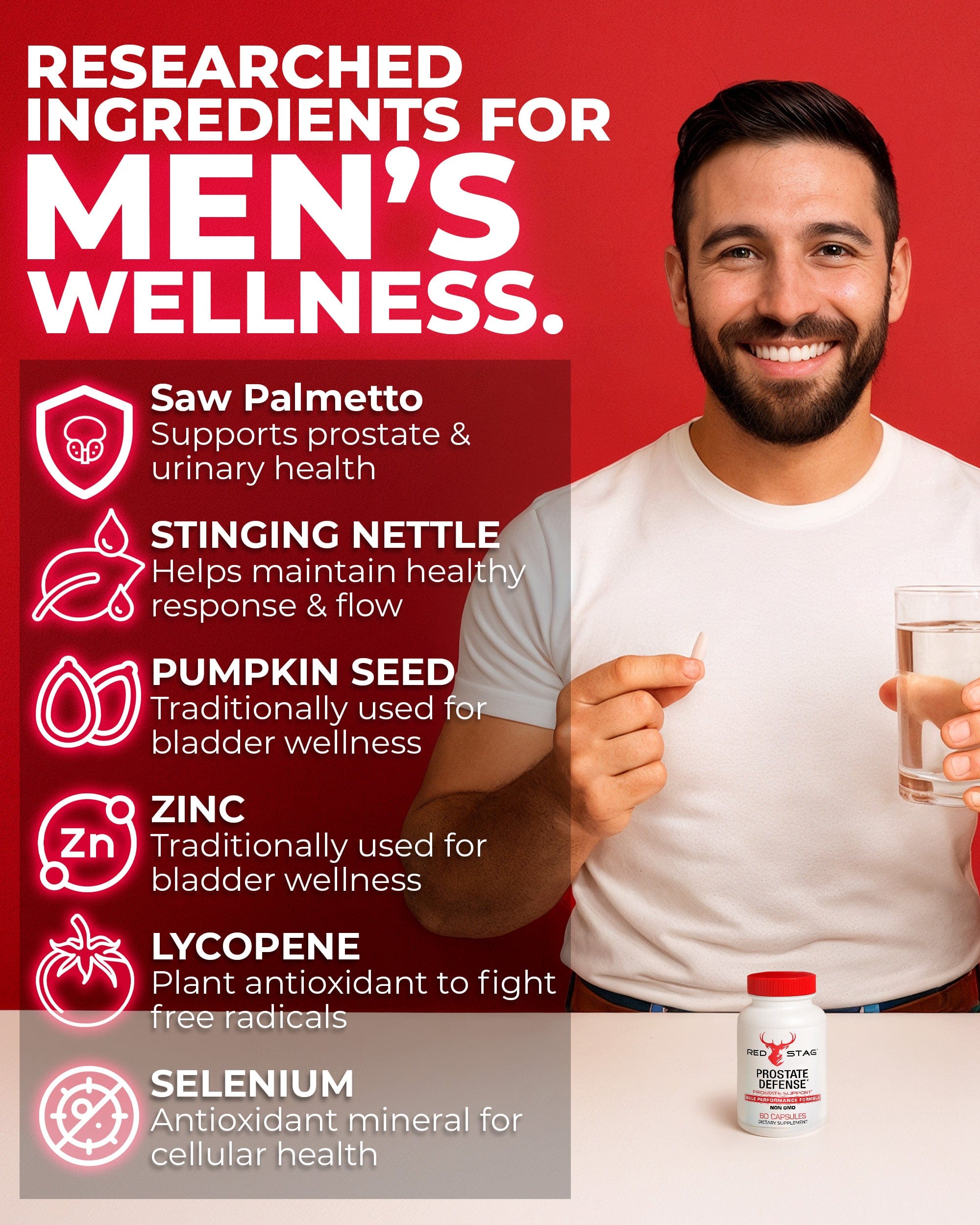 Red Stag Prostate Defense Prostate Support Pills