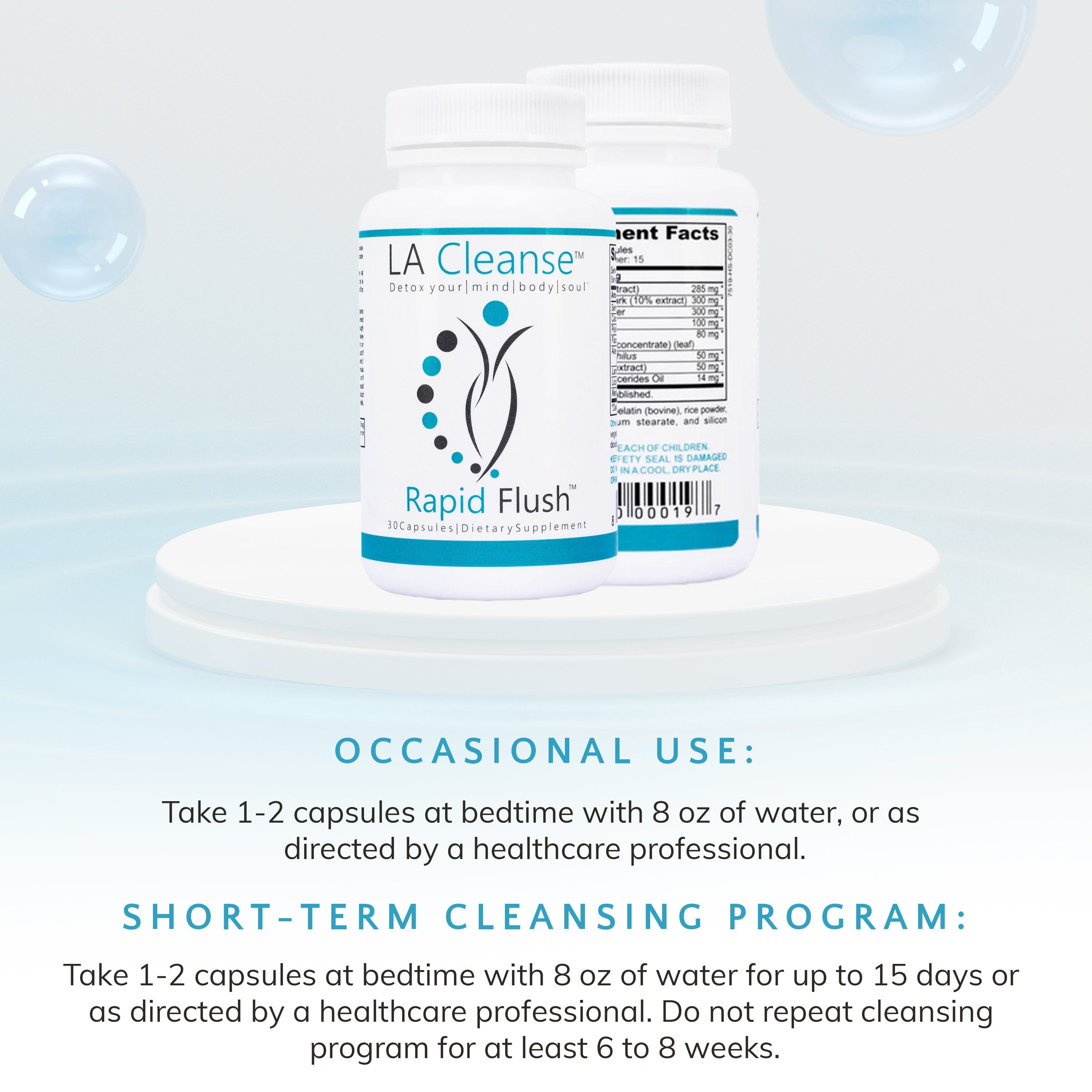 15 Day Cleanse and Detox - Rapid Flush Colon Cleanse Digestive Supplements for Optimal Gut & Digestion Bowel Cleanse - Cascara Sagrada, Senna Leaf, & Psyllium Husk Capsules by LA Cleanse
