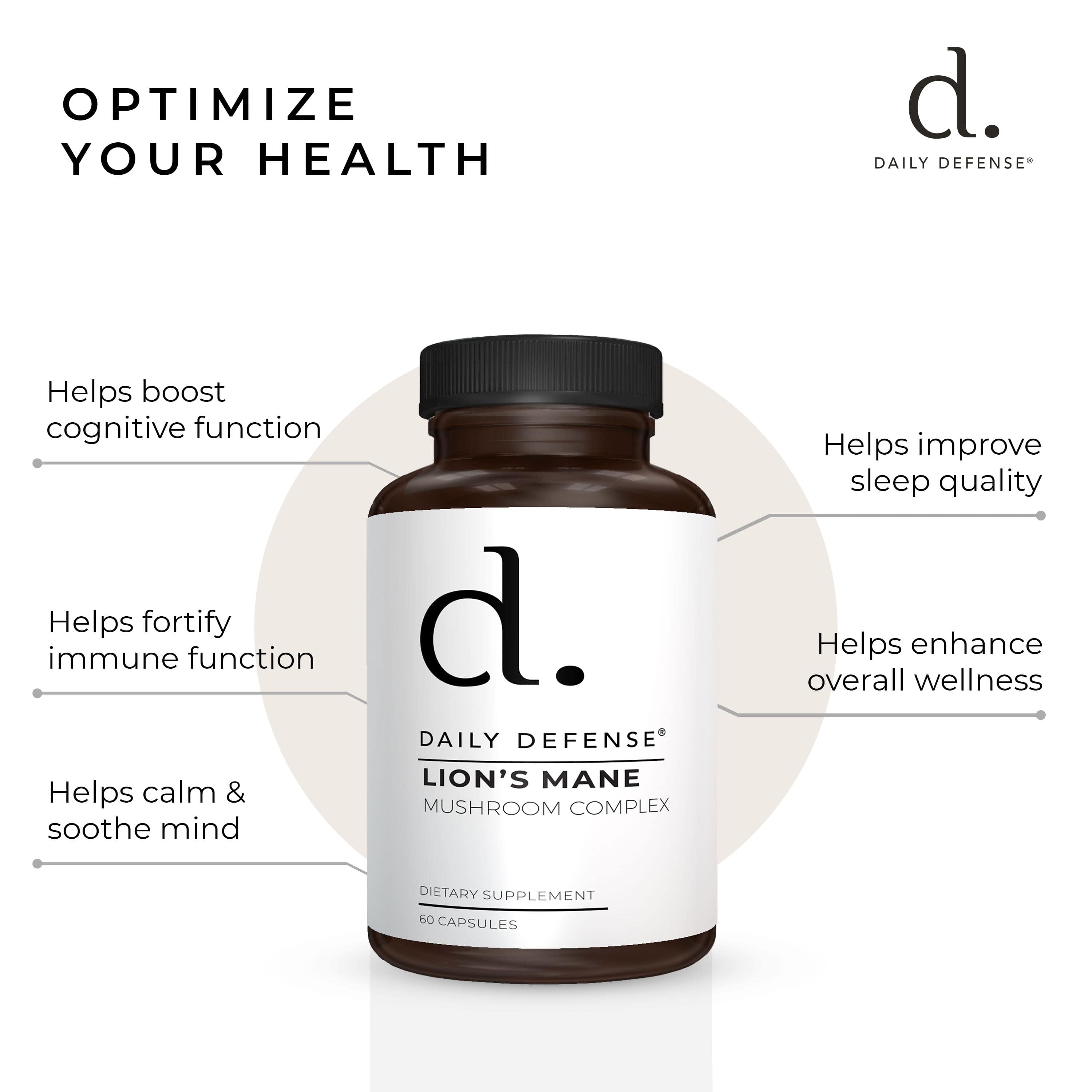 Lions Mane Mushroom Complex Supports Focus, Immunity and Memory by Daily Defense
