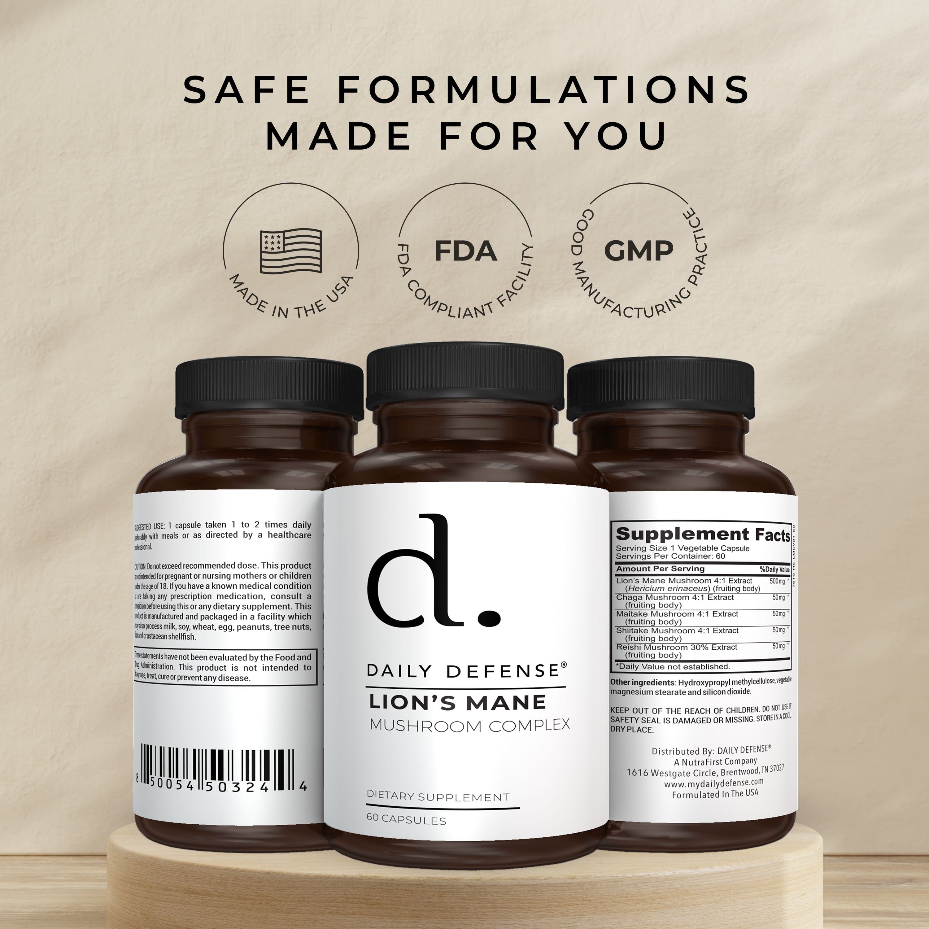 Lions Mane Mushroom Complex Supports Focus, Immunity and Memory by Daily Defense