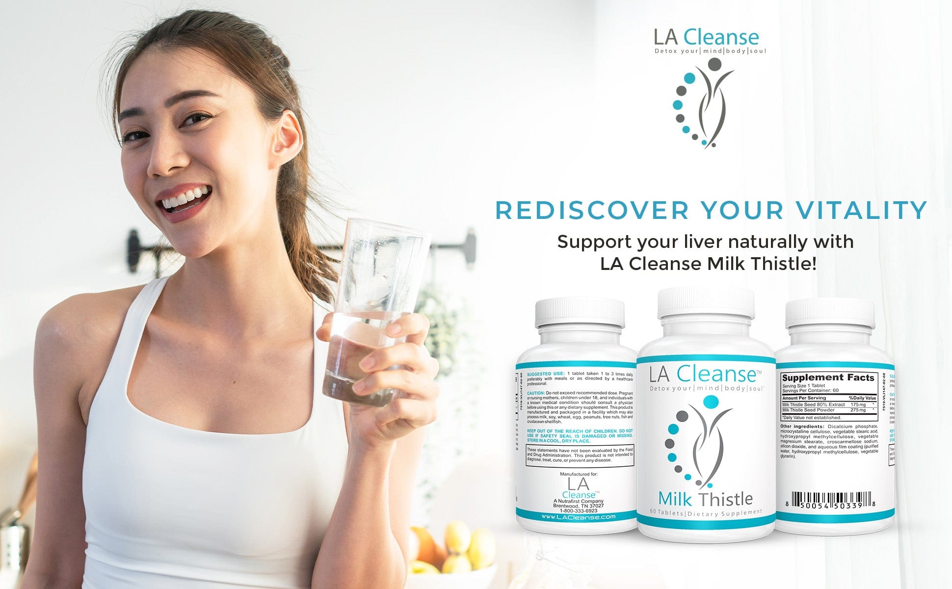 Milk Thistle Supplement - 60 Tablets - 450 mg Milk Thistle Complex for Complete Liver Cleanse Detox & Repair & Overall Wellness - Liver Support Supplement for Men and Women by LA Cleanse