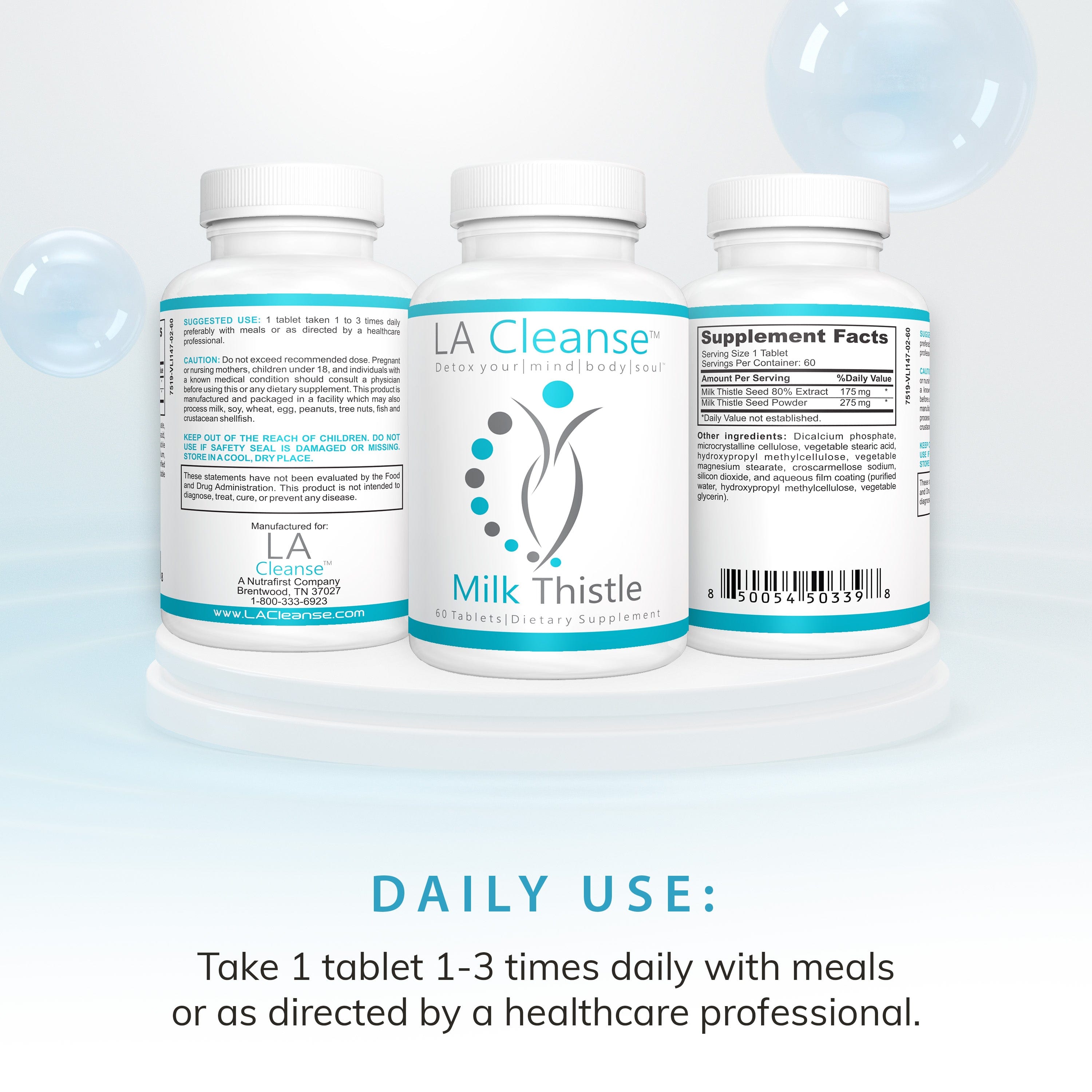 Milk Thistle Supplement - 60 Tablets - 450 mg Milk Thistle Complex for Complete Liver Cleanse Detox & Repair & Overall Wellness - Liver Support Supplement for Men and Women by LA Cleanse