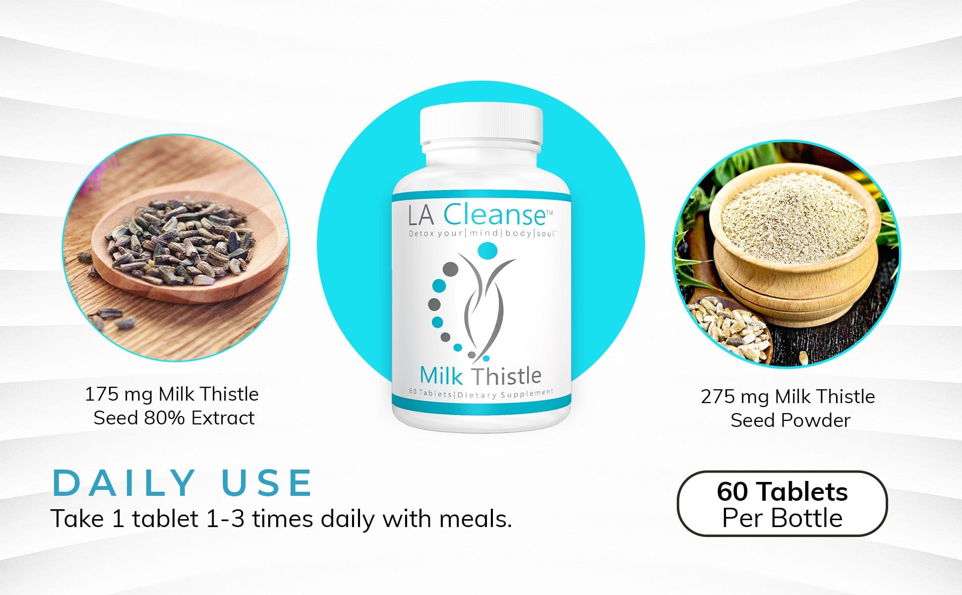 Milk Thistle Supplement - 60 Tablets - 450 mg Milk Thistle Complex for Complete Liver Cleanse Detox & Repair & Overall Wellness - Liver Support Supplement for Men and Women by LA Cleanse