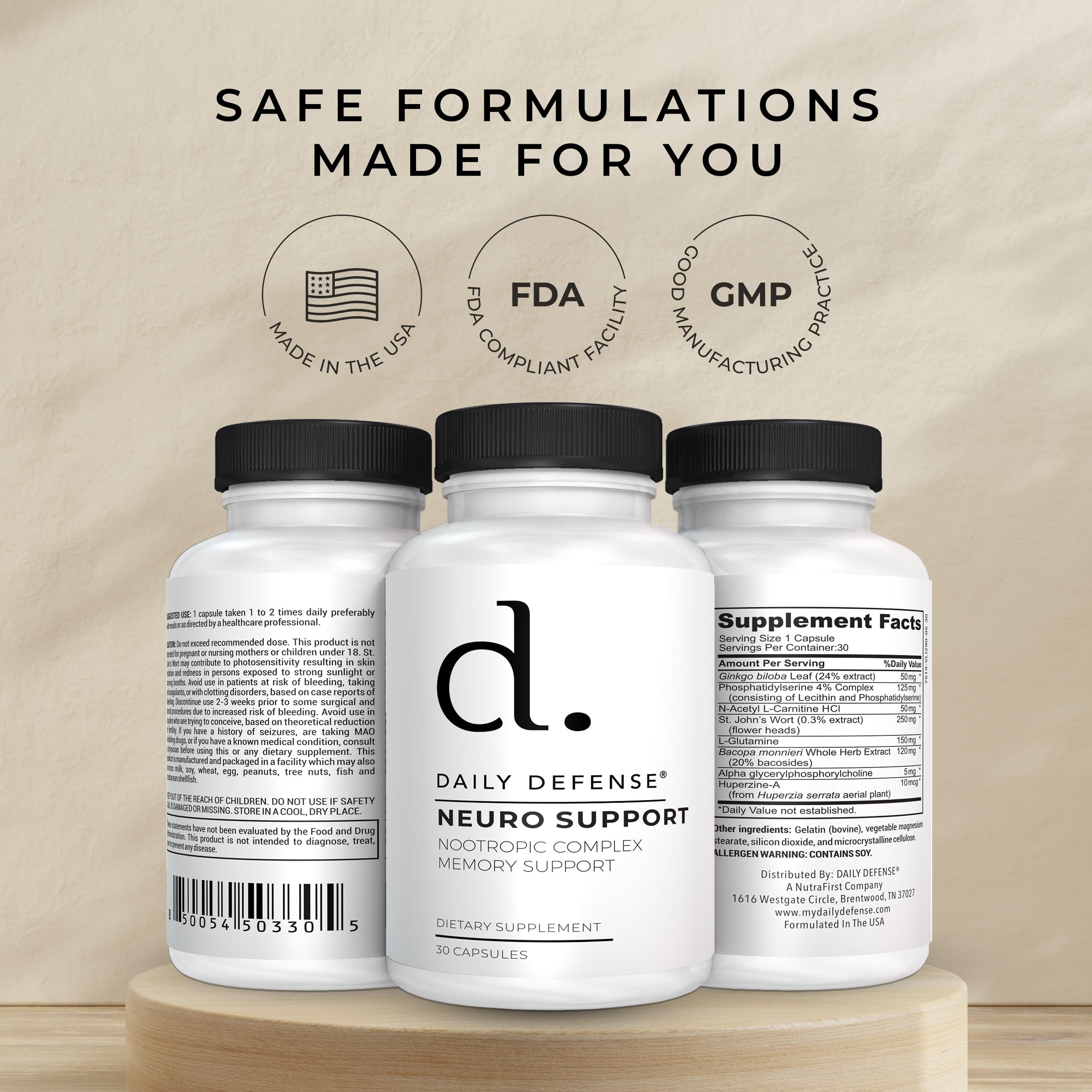 Neuro Support Nootropic Complex Helps Support Memory and Focus by Daily Defense
