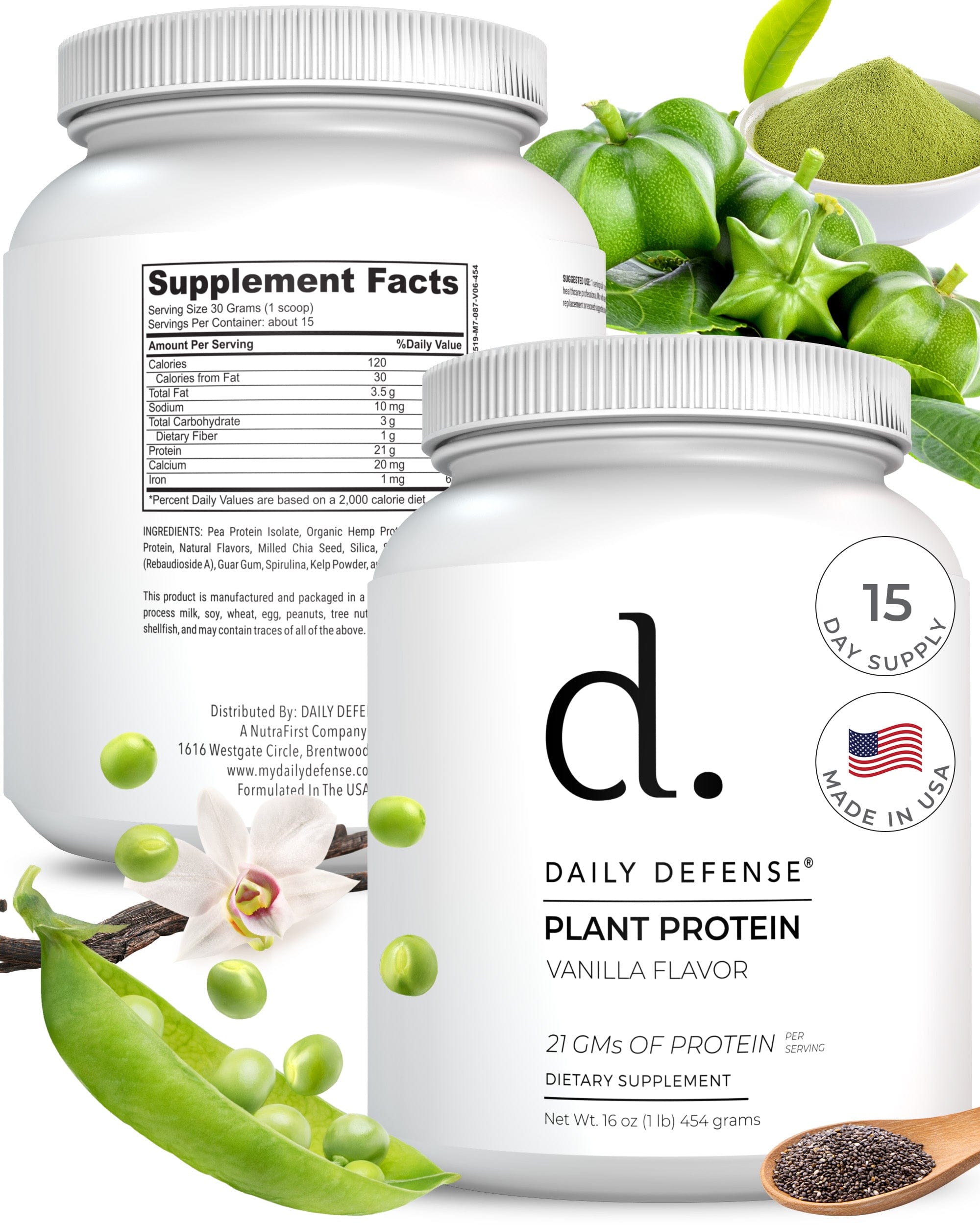 Plant Protein Vanilla Flavor 21 Gm Of Protein Per Serving by Daily Defense
