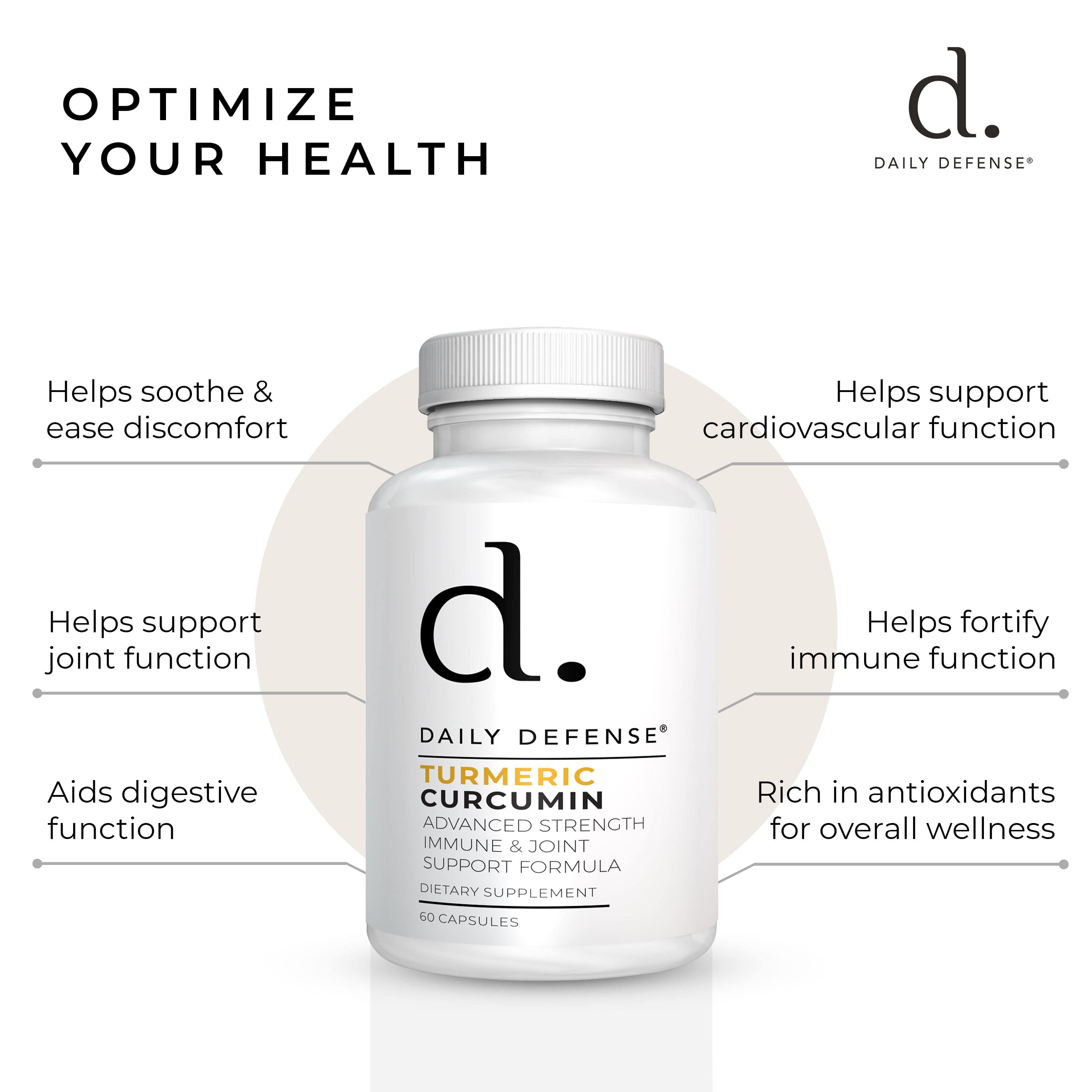 Turmeric Joint Mobility & Support, Immune System Support, Healthy Inflammatory Response, Whole Root Supplement by Daily Defense