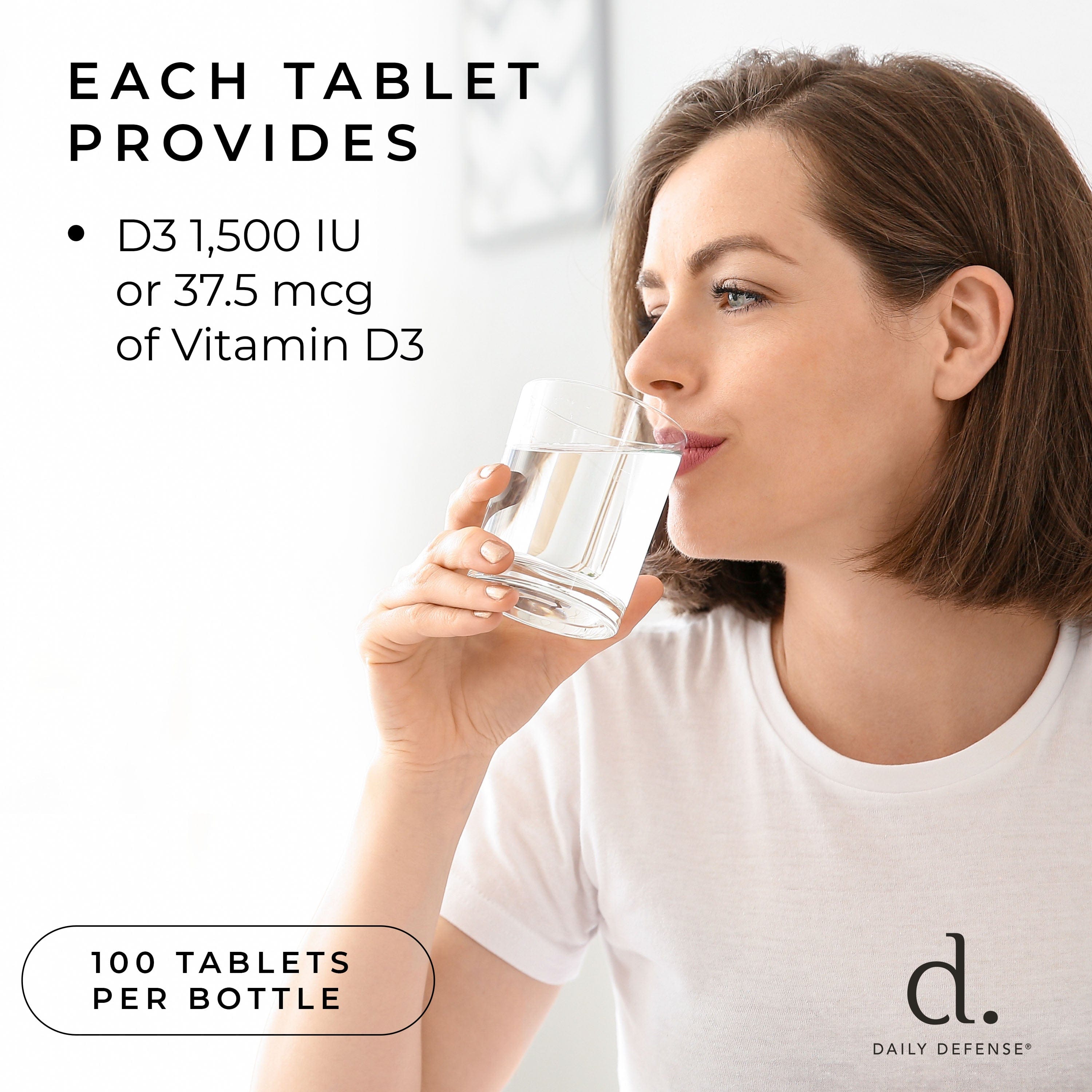Vitamin D3 1,500 IU Per Serving Non-GMO by Daily Defense