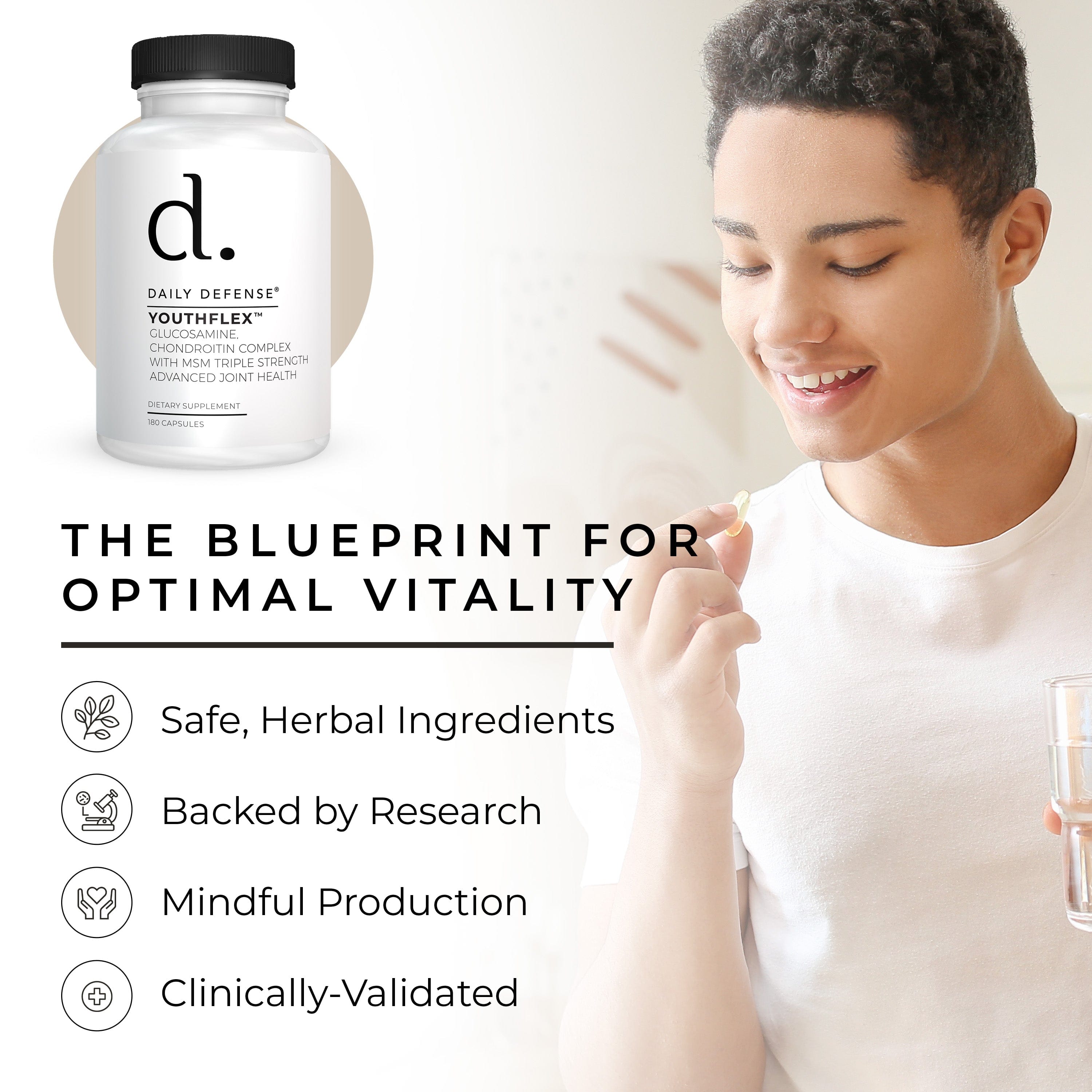 Youthflex Joint Support Formula with MSM, Glucosamine and Chondroitin Advanced Joint Health by Daily Defense