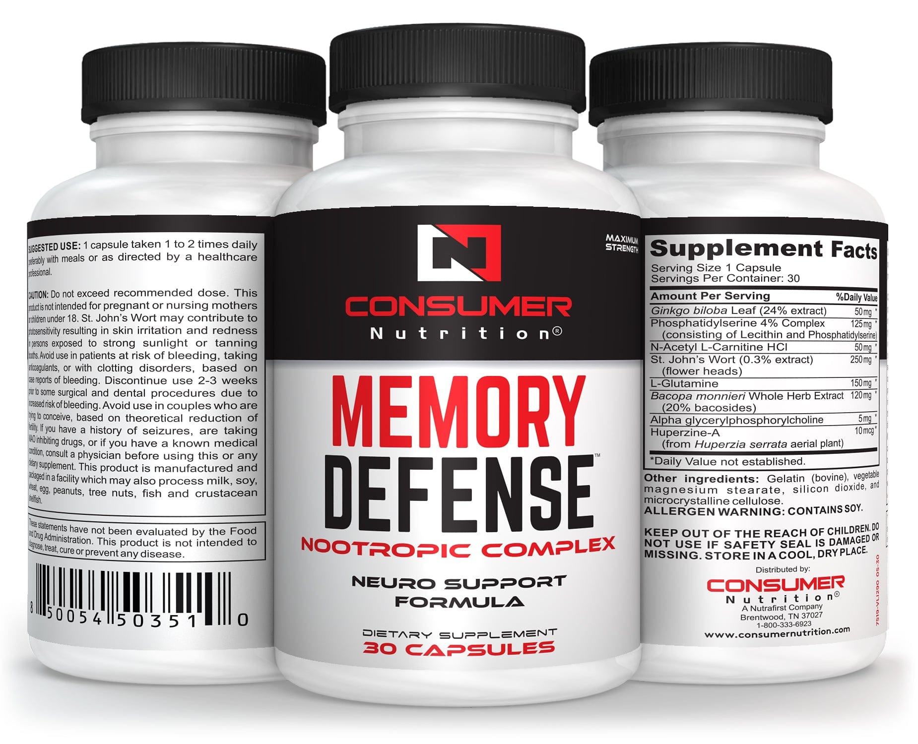 Memory Defense Nootropic Complex Supplement By Consumer Nutrition