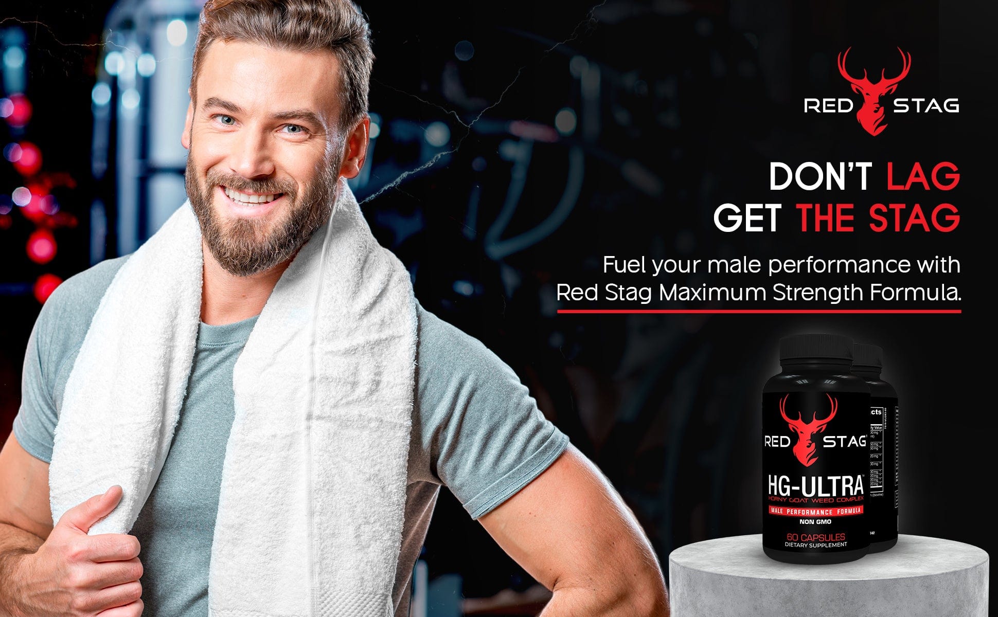 RED STAG® Supplement for Men - Red Stag HG Ultra Horny Goat Weed Extract with Maca Root Powder, Tribulus Terrestris, Saw Palmetto & Tongkat Ali Powder for Low T & Male Enhancement