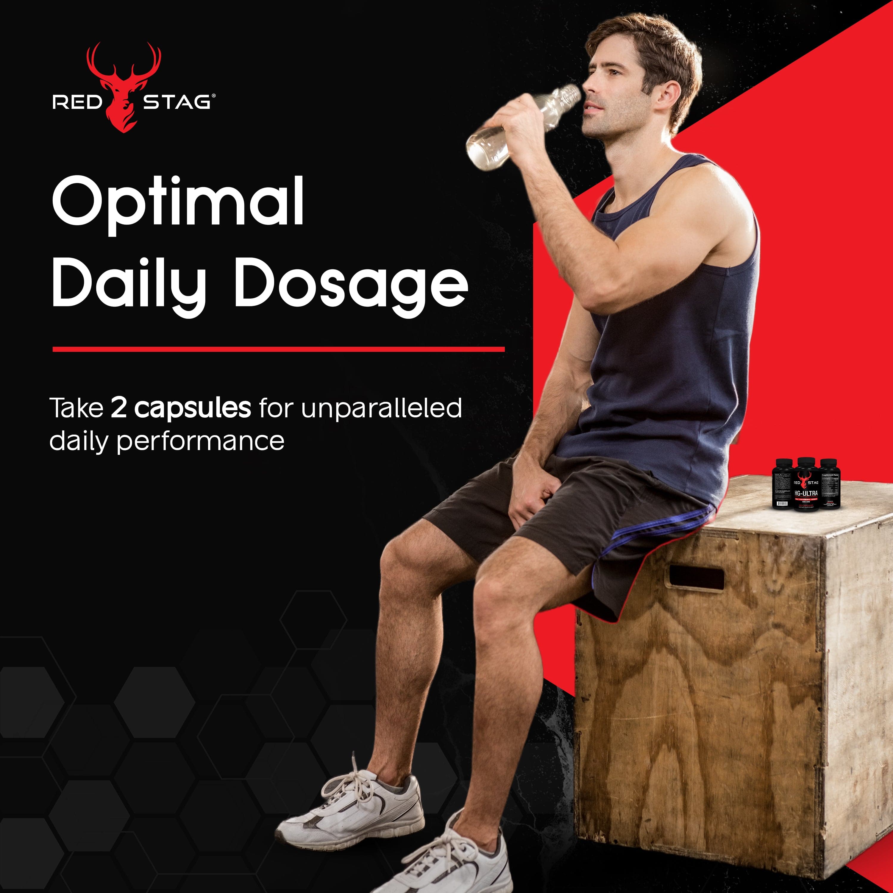 RED STAG® Supplement for Men - Red Stag HG Ultra Horny Goat Weed Extract with Maca Root Powder, Tribulus Terrestris, Saw Palmetto & Tongkat Ali Powder for Low T & Male Enhancement