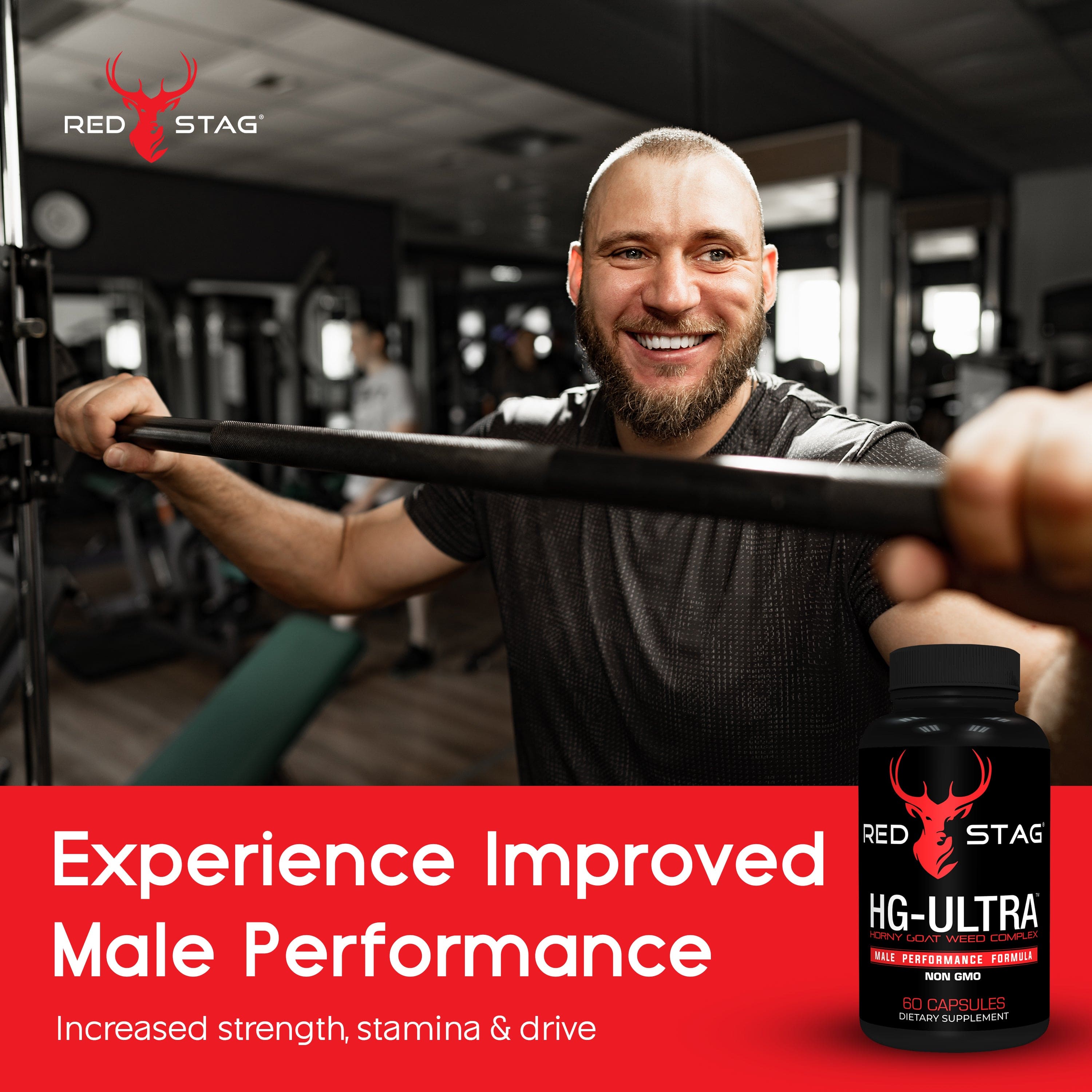 RED STAG® Supplement for Men - Red Stag HG Ultra Horny Goat Weed Extract with Maca Root Powder, Tribulus Terrestris, Saw Palmetto & Tongkat Ali Powder for Low T & Male Enhancement