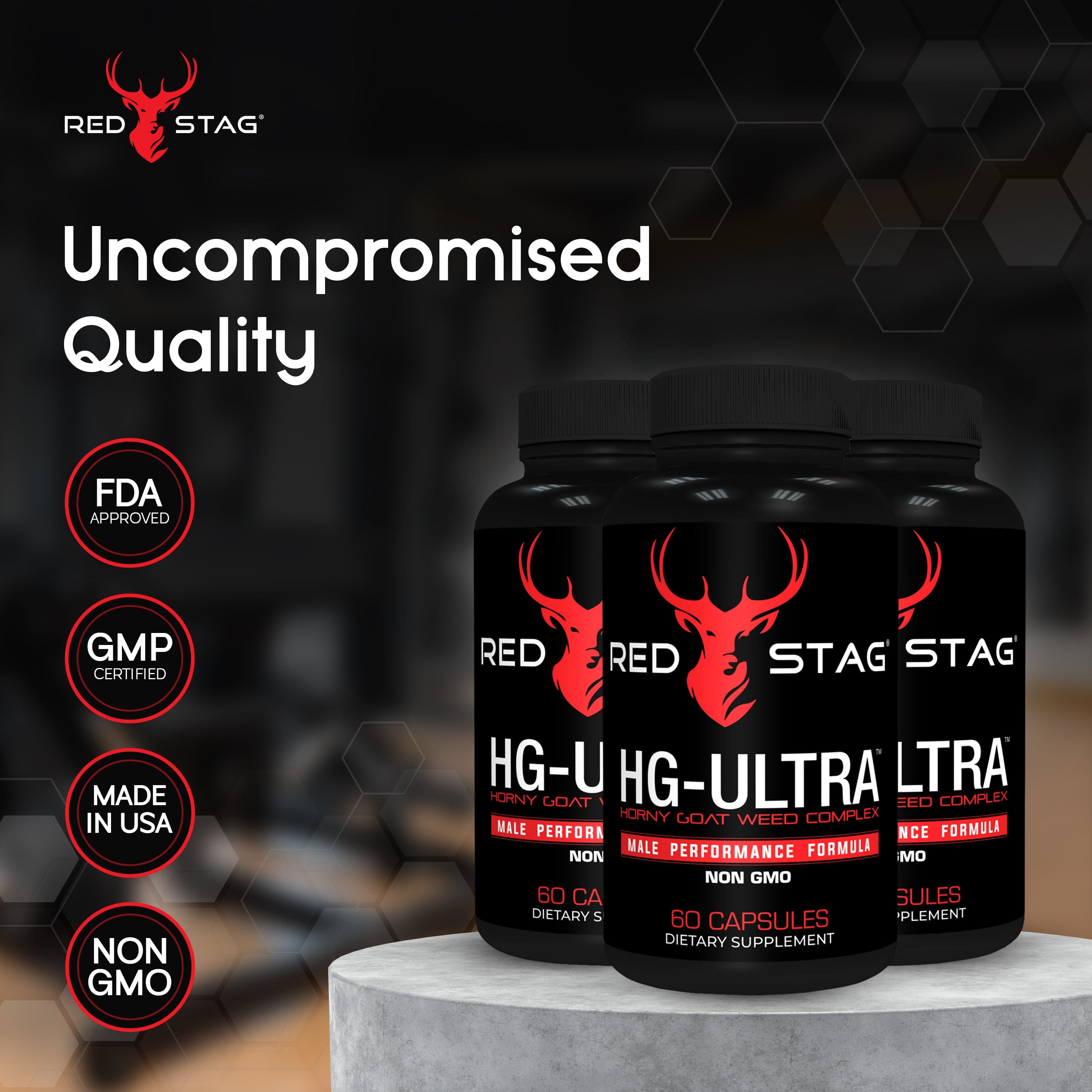 RED STAG® Supplement for Men - Red Stag HG Ultra Horny Goat Weed Extract with Maca Root Powder, Tribulus Terrestris, Saw Palmetto & Tongkat Ali Powder for Low T & Male Enhancement
