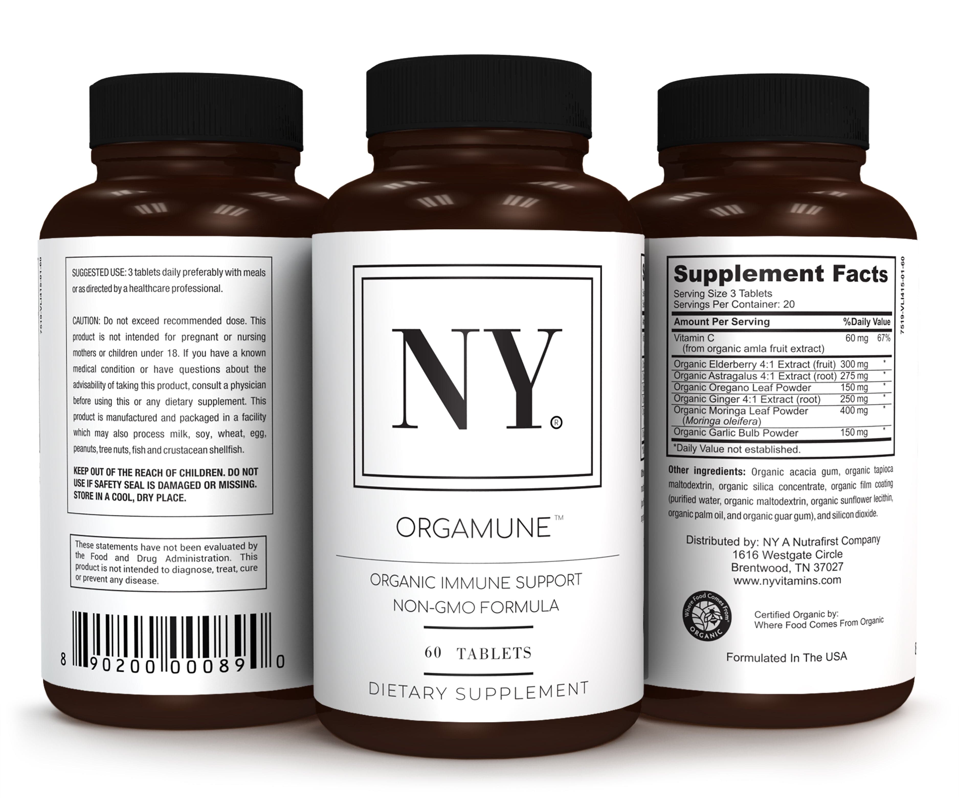 ORGAMUNE Organic Immune Health Supplement with Elderberry, Astragalus, Oregano, Ginger, Moringa & Garlic