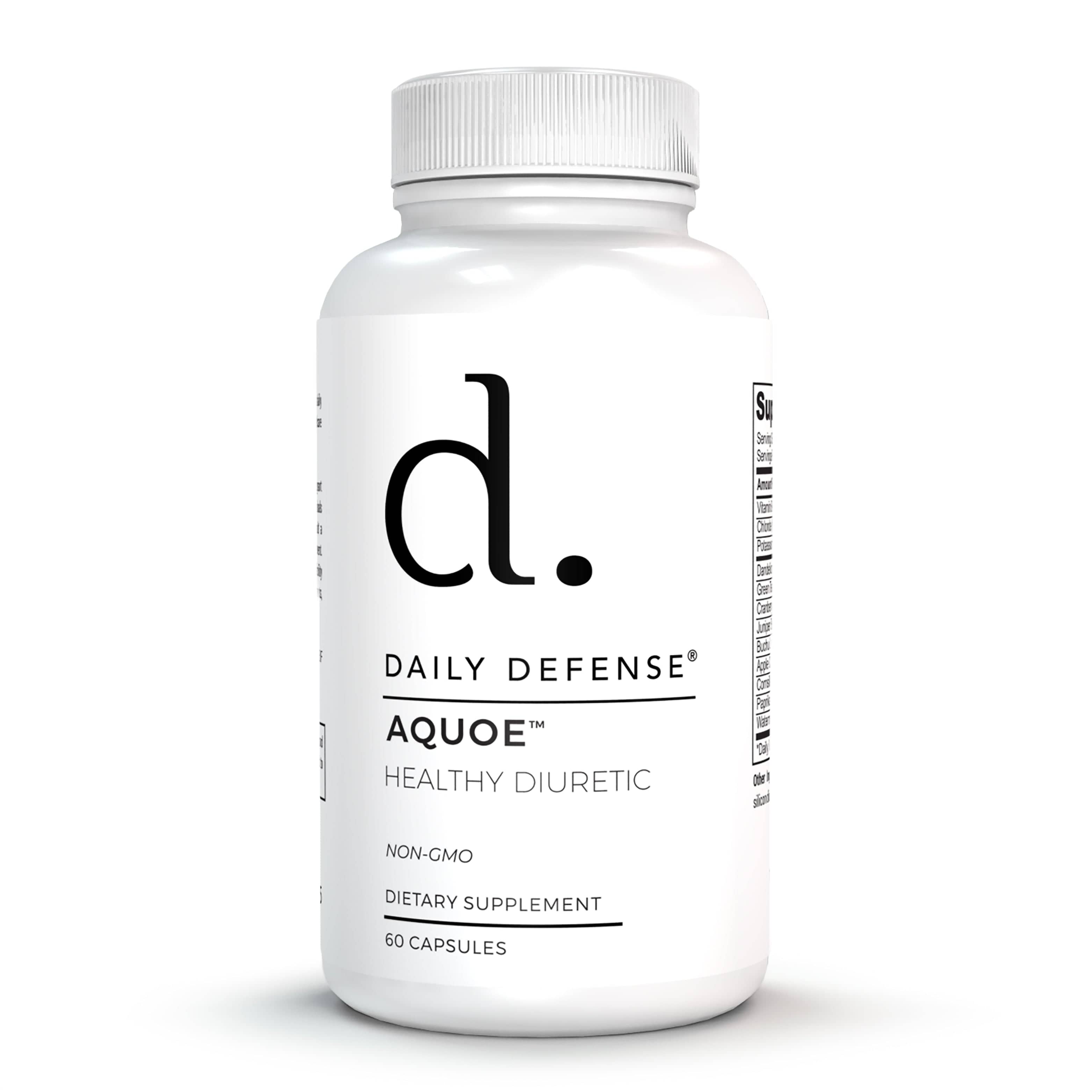 AQUOE Diuretic Pills with Cranberry, Green Tea, Dandelion, Apple Cider Vinegar & More - AQUOE Water Retention Pills for Bloating & Fitness - Water Pills by Daily Defense, 60 Capsules