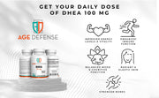 Age Defense DHEA 25mg Capsules - DHEA Supplements, 50 Capsules - Natural Energy Support & Immune Support - Supports Vitality, Skin Elasticity, & Overall Wellness - DHEA Supplement for Women & Men