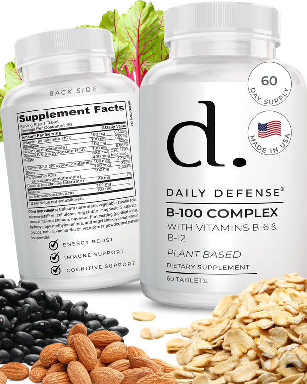 B-100 Complex With Vitamins B-6 And B-12 Plant-Based by Daily Defense