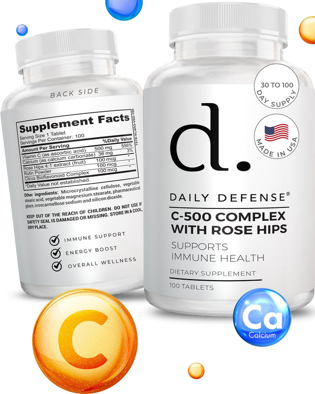 Vitamin C-500 Complex With Rose Hips Immune Health Support by Daily Defense