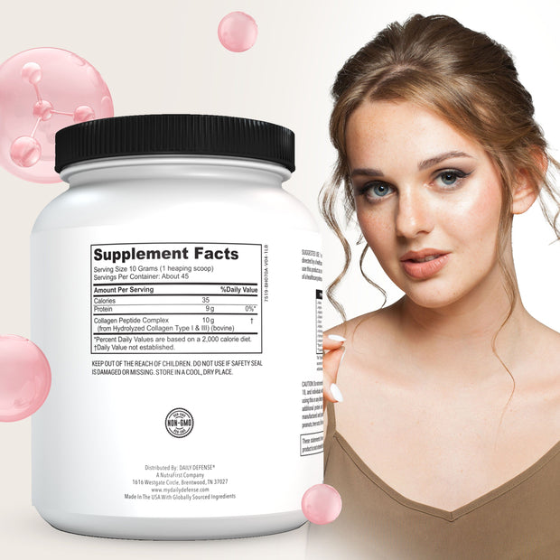 Collagen Peptides: Collagen Powder 10 G Collagen Per Serving Supports Hair, Skin, Nails, Joins And Bone Health by Daily Defense