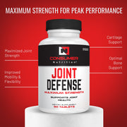 Joint Supplements for Men & Women - Joint Defense Joint Support Supplement with New Zealand Green Lipped Mussels,  Glucosamine & Chondroitin Sulfate, Vitamin B6, Vitamin B12 for Mobility & Flexibility by Consumer Nutrition - 90 Tablets