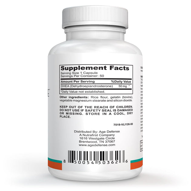 DHEA 50 mgs by Age Defense NON GMO Formula MEMBERS NUTRITION