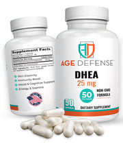 Age Defense DHEA 25mg Capsules - DHEA Supplements, 50 Capsules - Natural Energy Support & Immune Support - Supports Vitality, Skin Elasticity, & Overall Wellness - DHEA Supplement for Women & Men