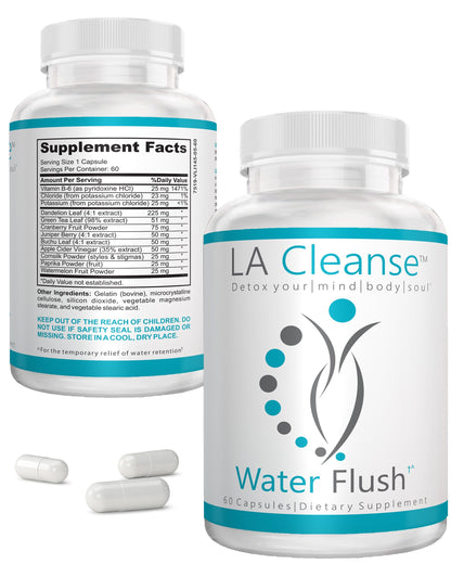 Water Flush Water Away Diuretic Pill with Dandelion Leaf, Green Tea, Cranberry, Potassium, and Apple Cider Vinegar – Supports Water Balance and Bloating Relief – 60 Capsules