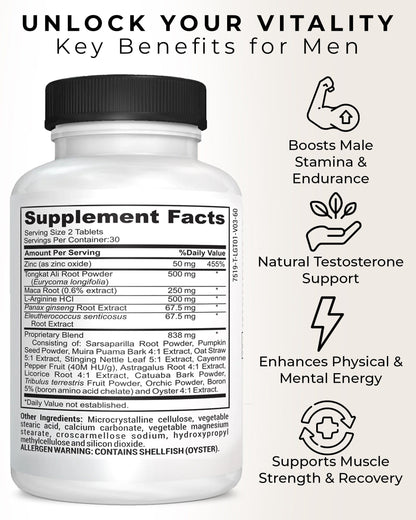 PURE MALE Stamina, Energy & Strength Formula For Men by Daily Defense
