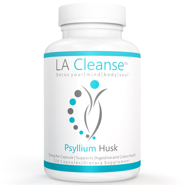 Psyllium Husk Fiber Supplement Capsules - 120 Count - 725mg Psyllium Husk Capsules for Complete Digestive Health & Weight Management - Essential Dietary Supplements by LA Cleanse