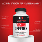 Vision Defense Eye Health Supplement for Adults Supports & Protects Eye Health with Vitamin A, Lutein, Taurine, Turmeric Root, Grape Seed Extract & Milk Thistle Seed