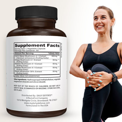 Lions Mane Mushroom Complex Supports Focus, Immunity and Memory by Daily Defense
