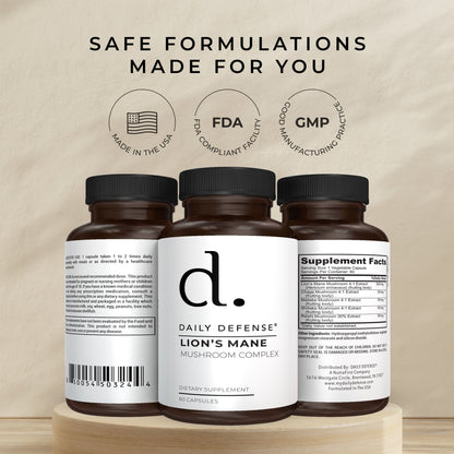 Lions Mane Mushroom Complex Supports Focus, Immunity and Memory by Daily Defense
