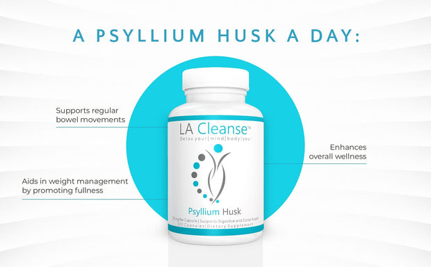 Psyllium Husk Fiber Supplement Capsules - 120 Count - 725mg Psyllium Husk Capsules for Complete Digestive Health & Weight Management - Essential Dietary Supplements by LA Cleanse