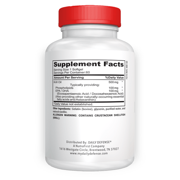 Antarctic Krill Oil - Omega 3 Krill Oil 500mg Softgels with EPA, DHA and Astaxanthin  Non-GMO Omega 3 Supplement for Joint, Heart, Brain and Immunity