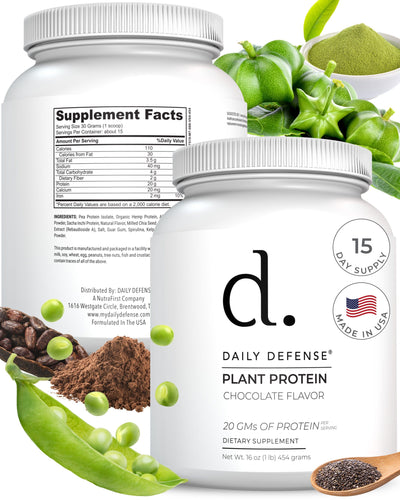 Plant Protein Chocolate Flavor 21 Gm Of Protein Per Serving by Daily Defense