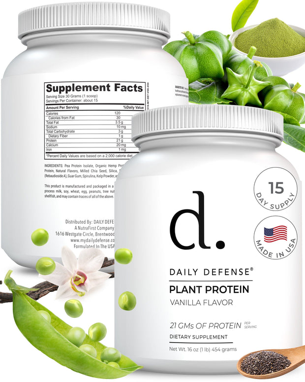 Plant Protein Vanilla Flavor 21 Gm Of Protein Per Serving by Daily Defense