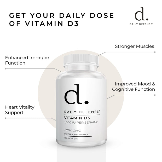 Vitamin D3 1,500 IU Per Serving Non-GMO by Daily Defense